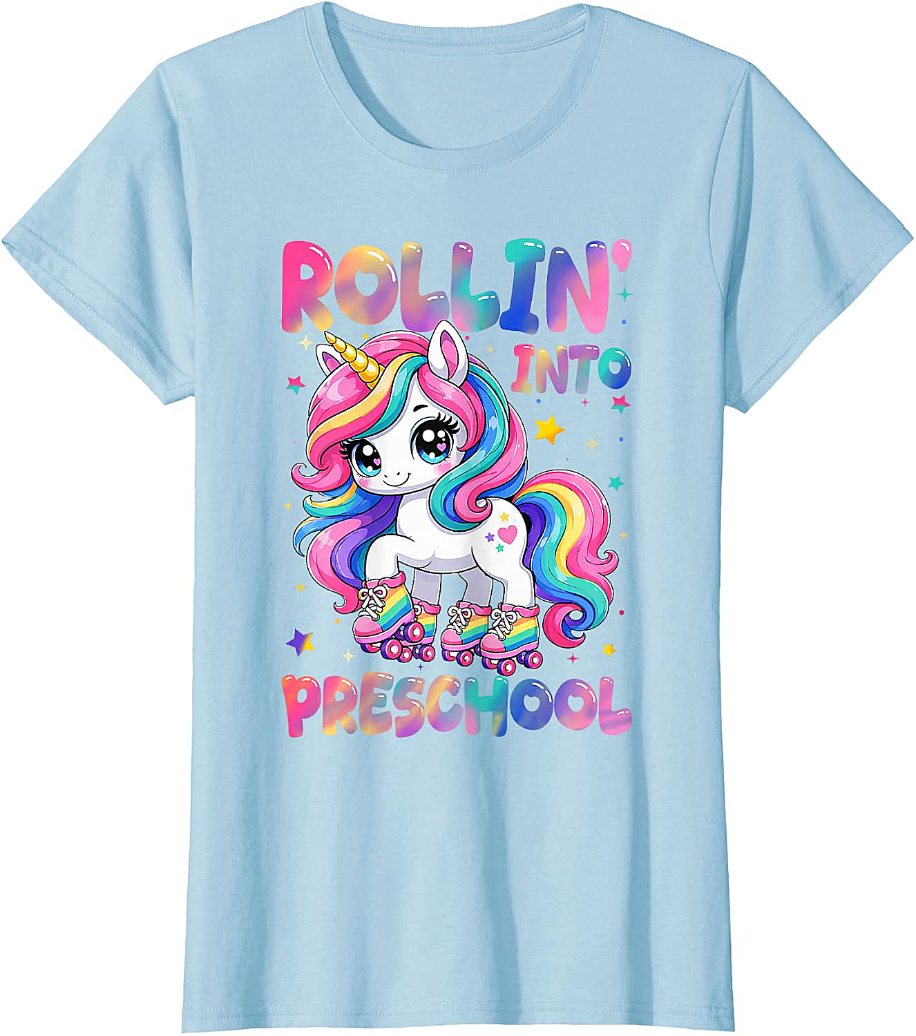  Rolling Into Preschool Unicorn T-Shirt Back to School
