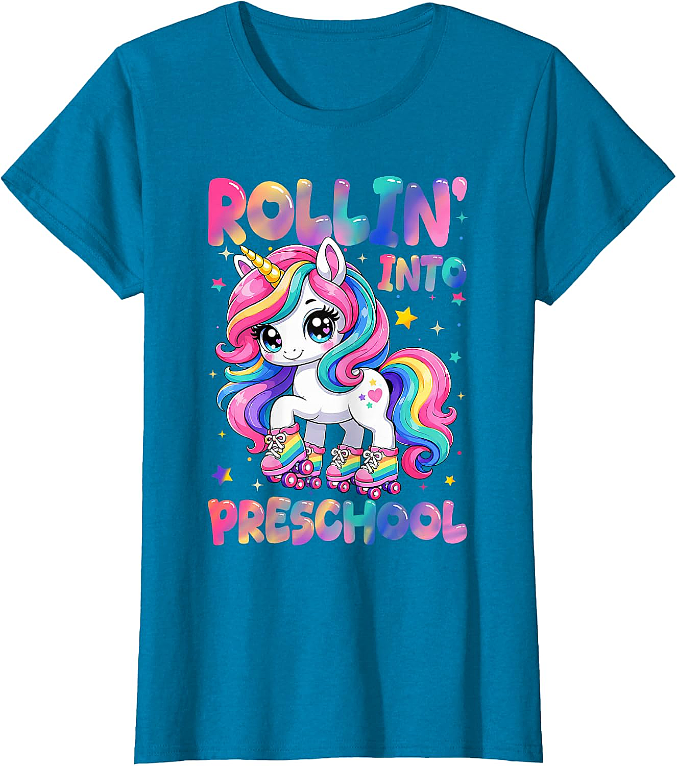  Rolling Into Preschool Unicorn T-Shirt Back to School
