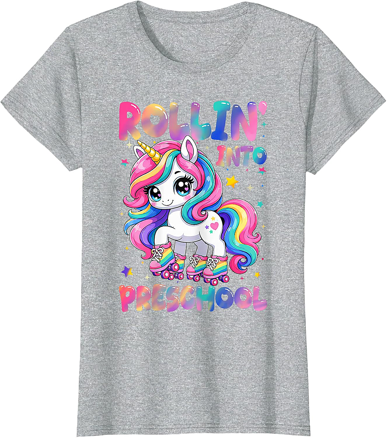  Rolling Into Preschool Unicorn T-Shirt Back to School