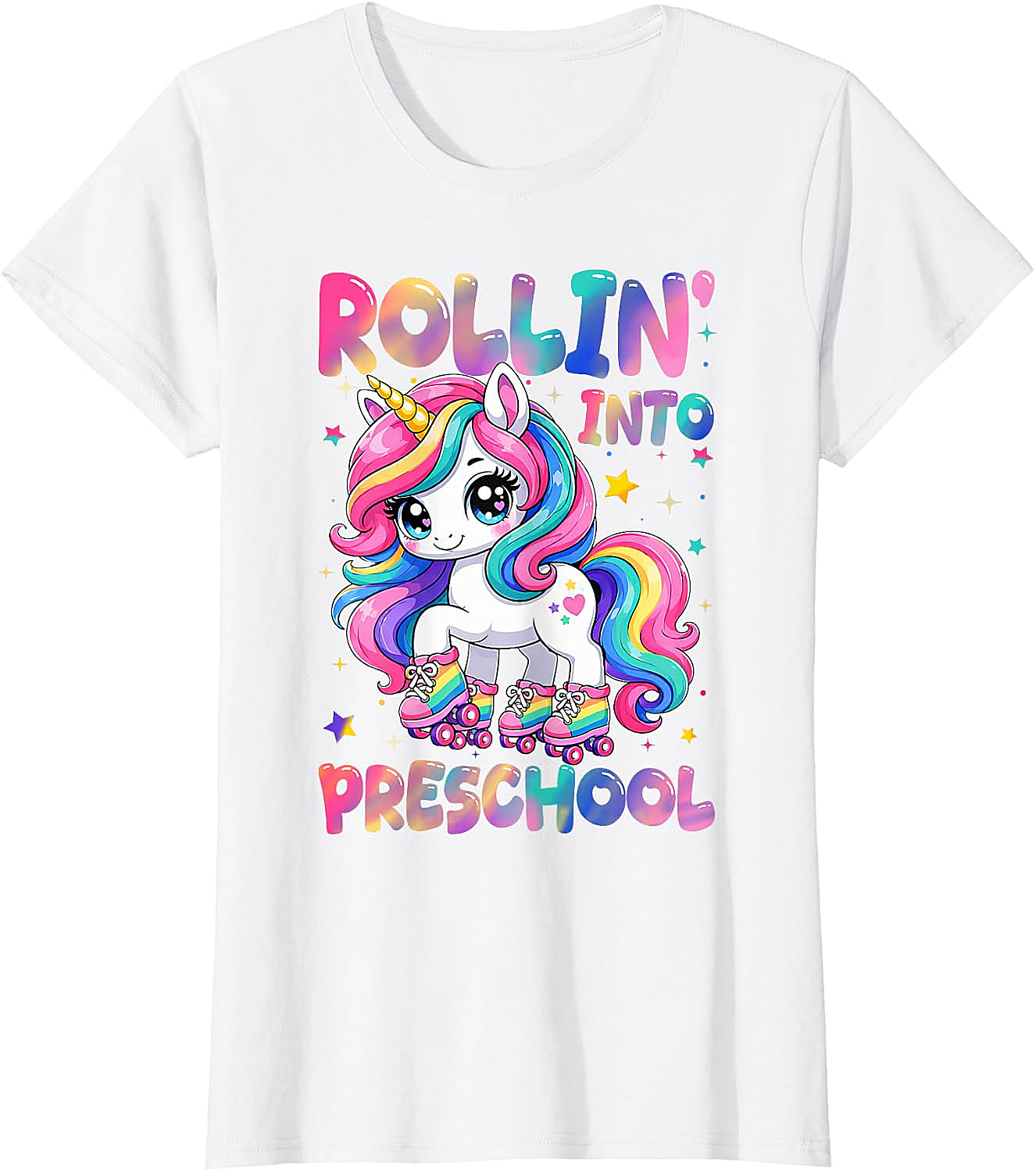  Rolling Into Preschool Unicorn T-Shirt Back to School