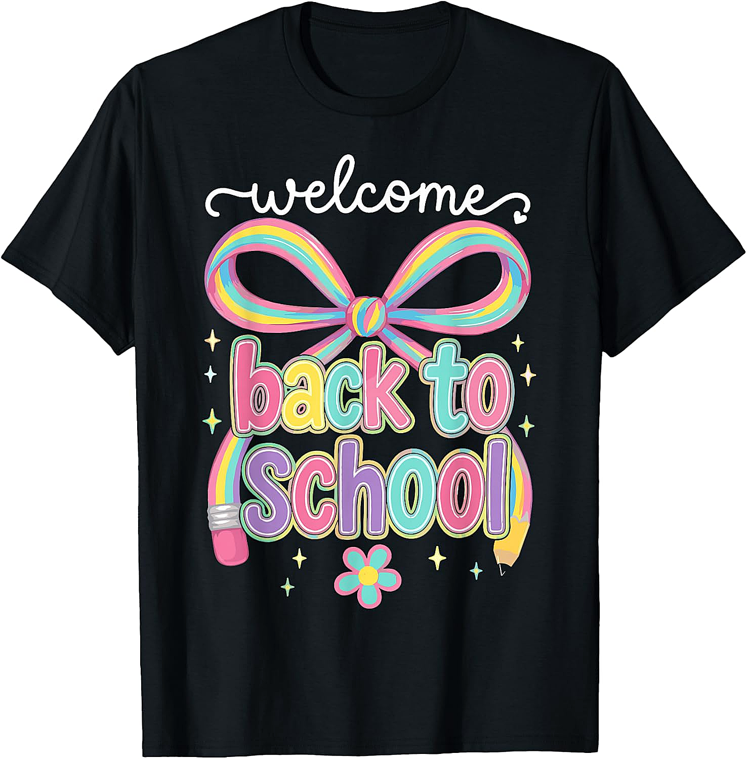 Welcome Back to School Coquette Pencil Bow T-Shirt