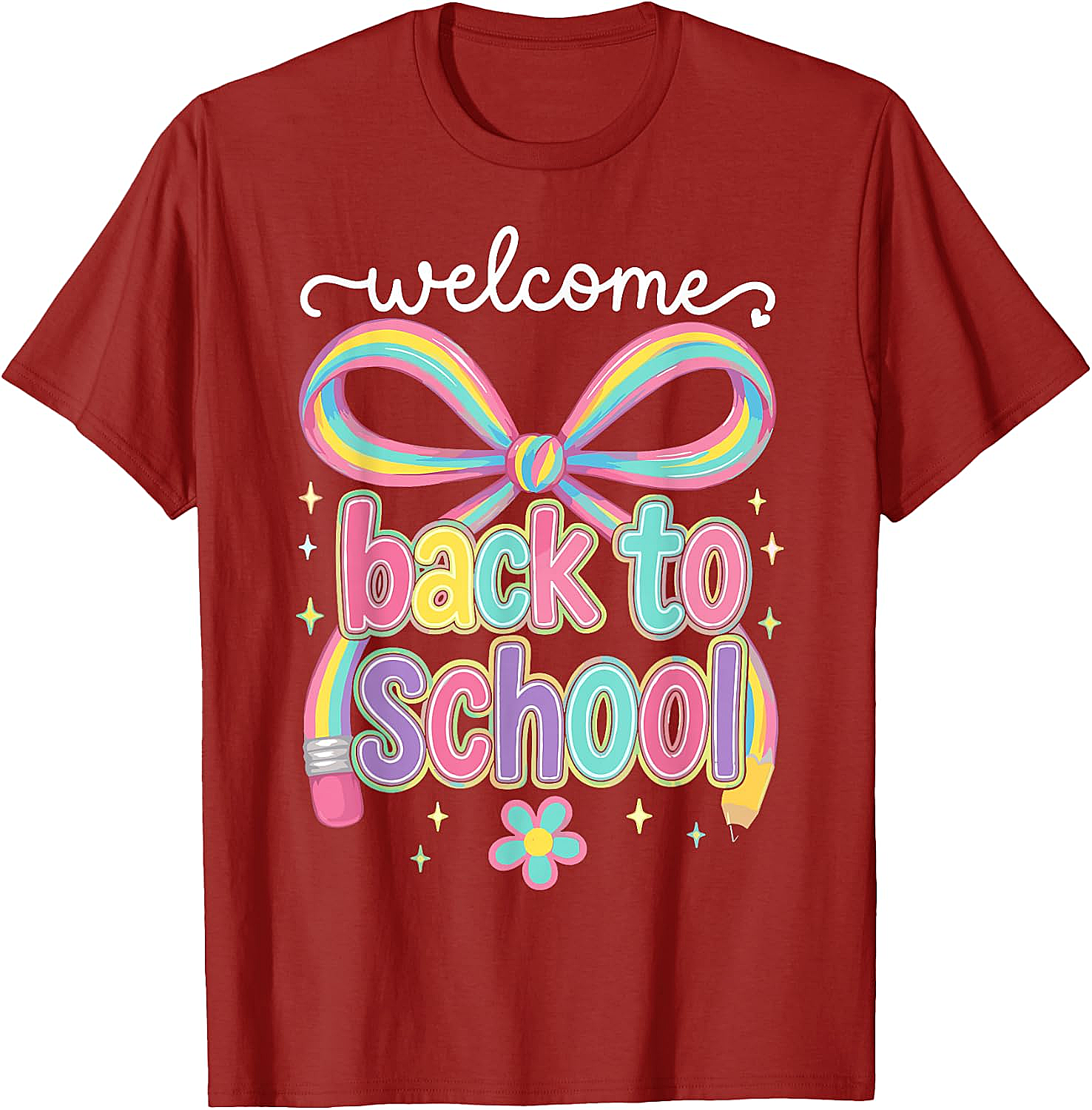 Welcome Back to School Coquette Pencil Bow T-Shirt