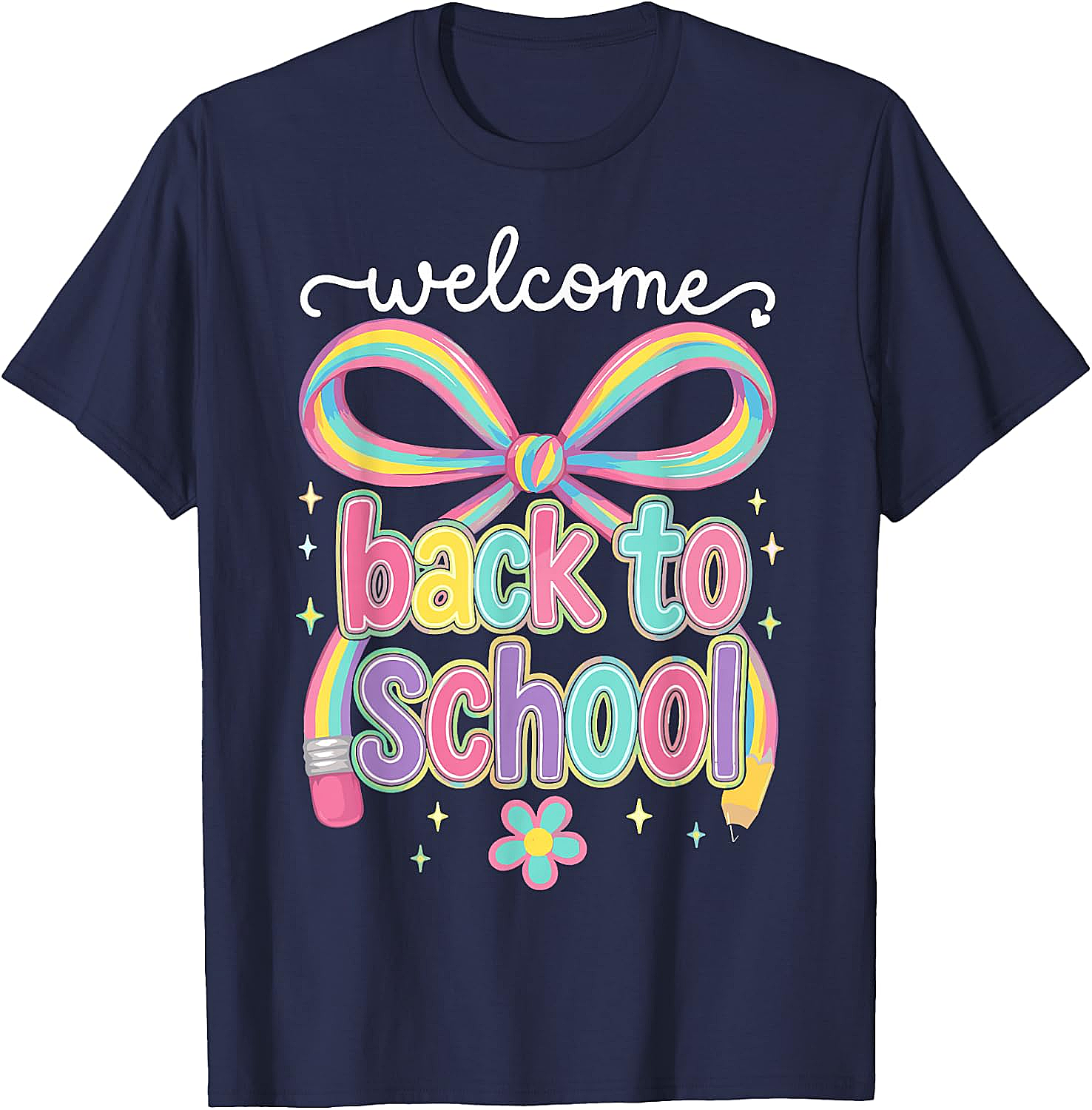 Welcome Back to School Coquette Pencil Bow T-Shirt