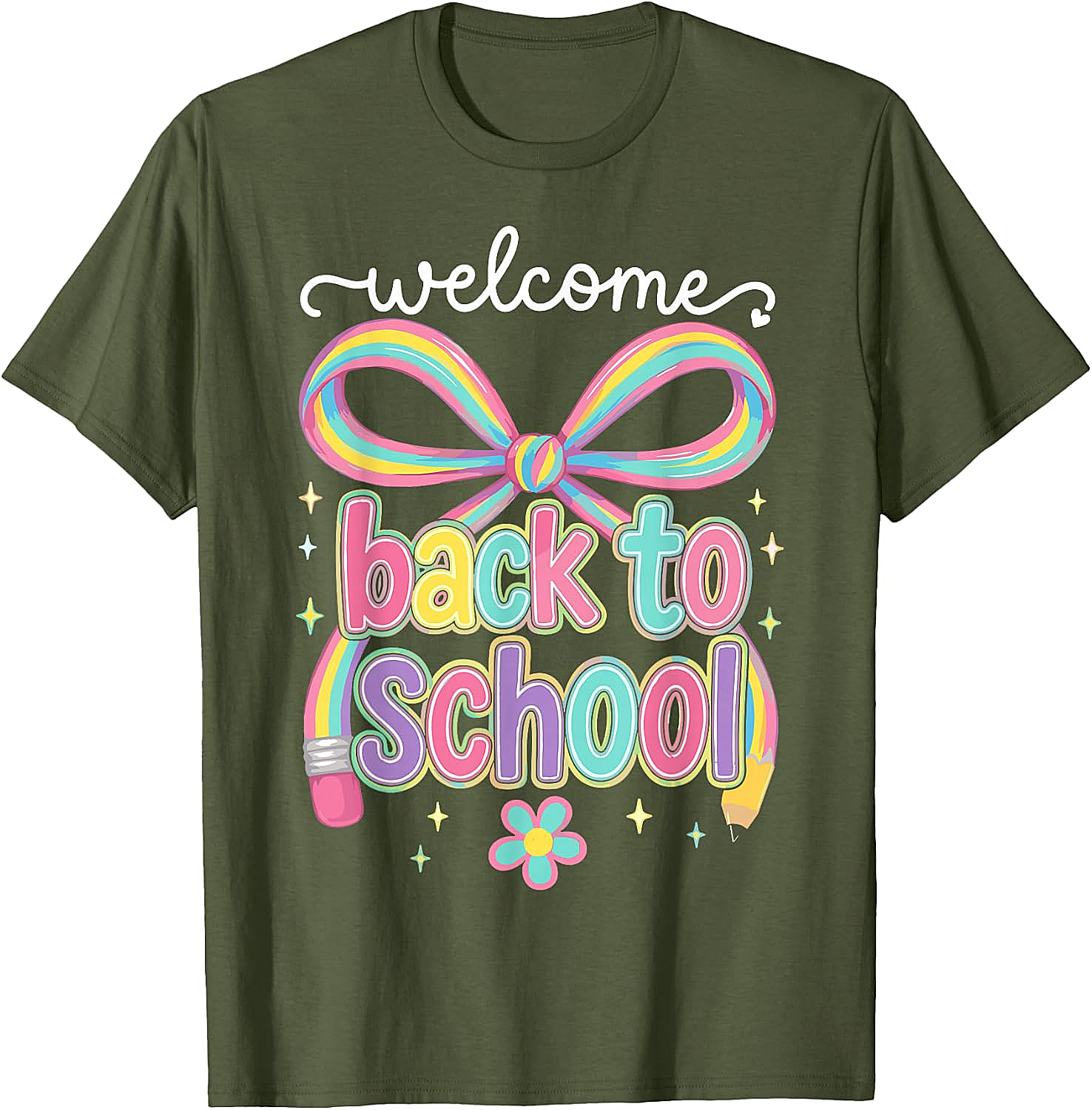 Welcome Back to School Coquette Pencil Bow T-Shirt