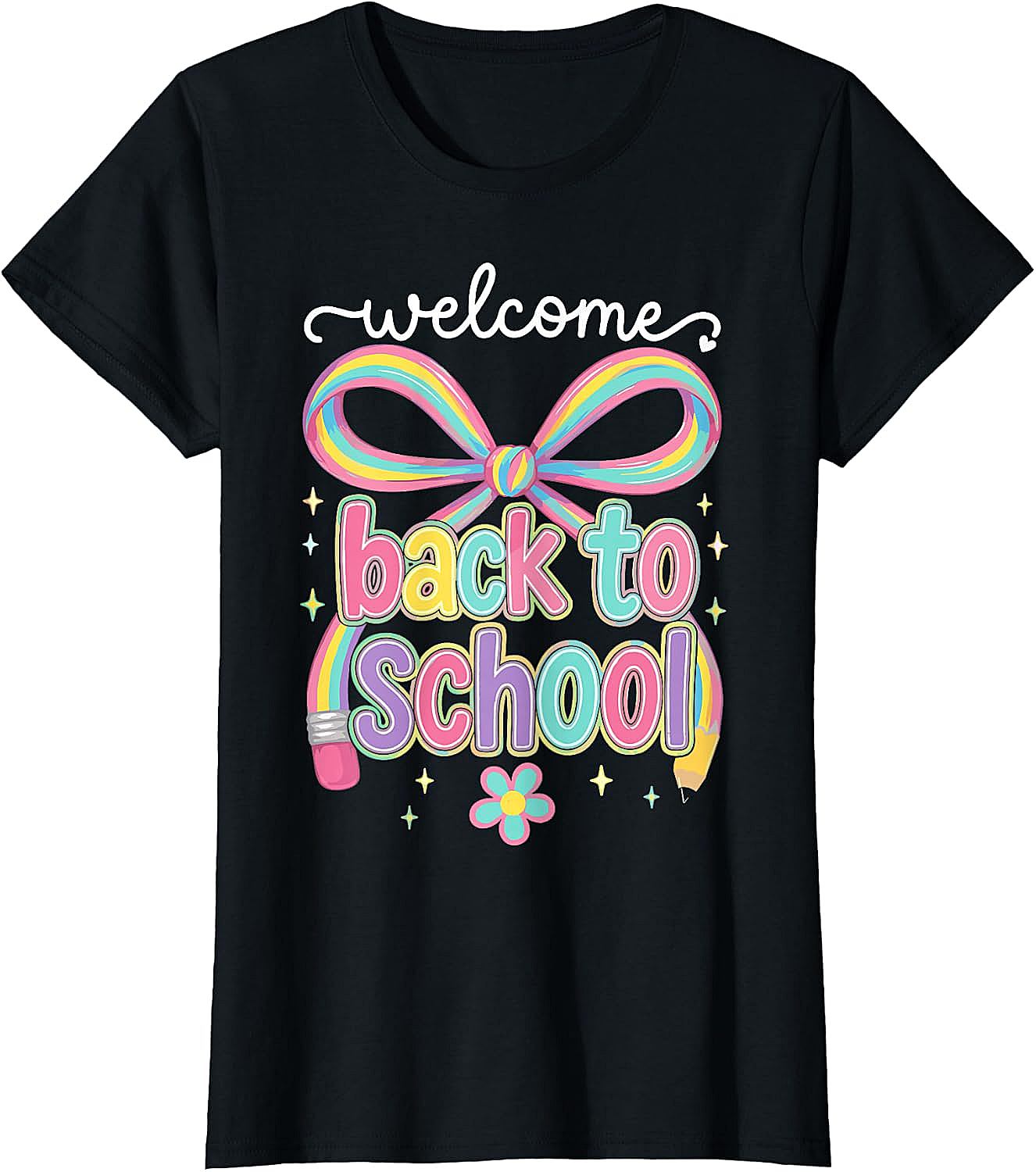 Welcome Back to School Coquette Pencil Bow T-Shirt