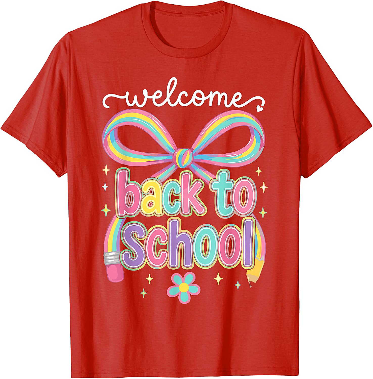 Welcome Back to School Coquette Pencil Bow T-Shirt