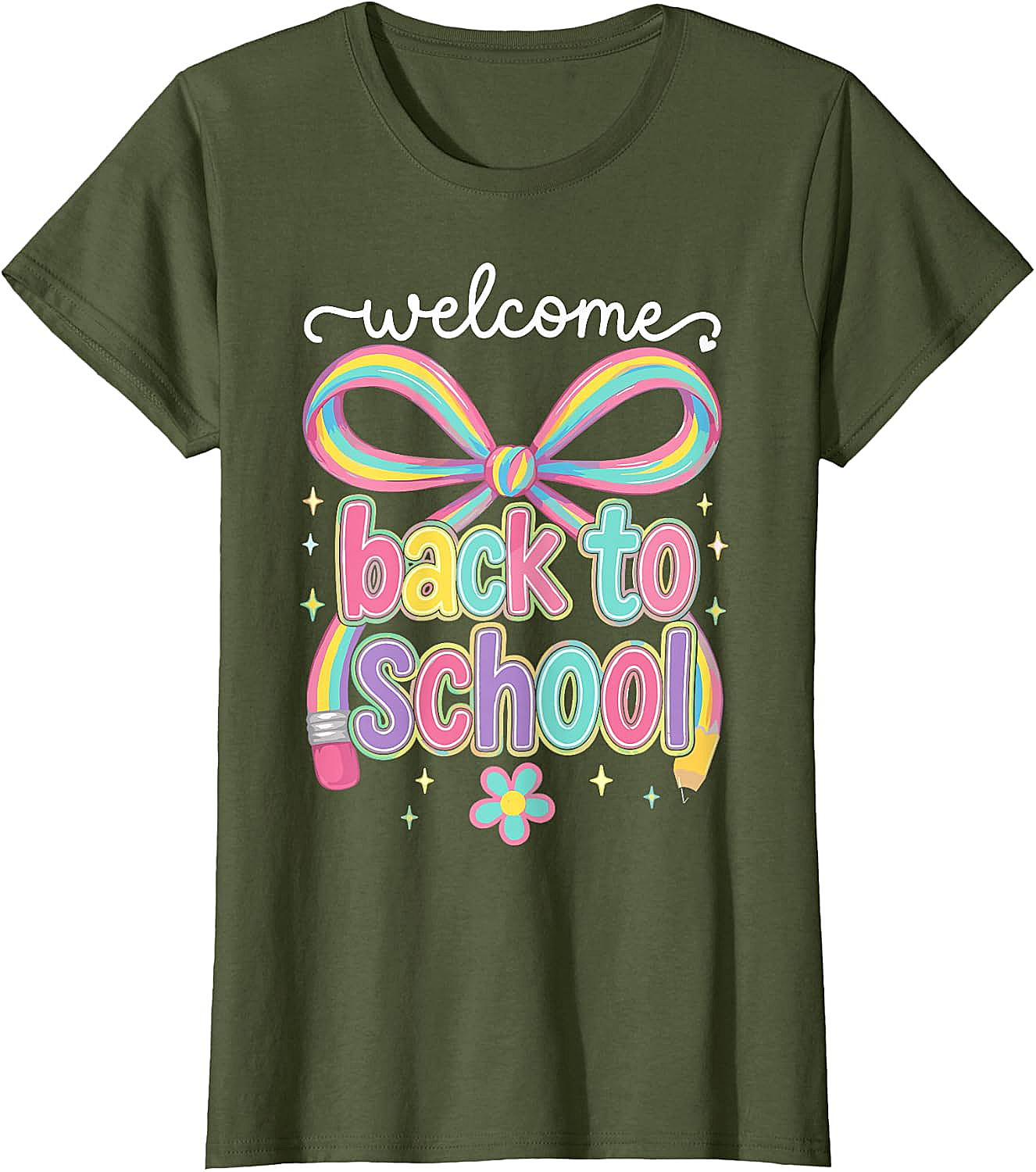 Welcome Back to School Coquette Pencil Bow T-Shirt
