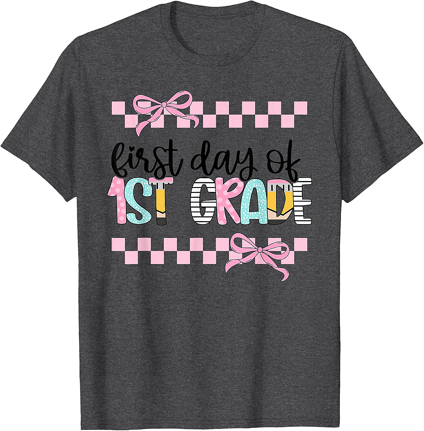  First Day 1st Grade Teacher Girl Coquette Back to School Tee