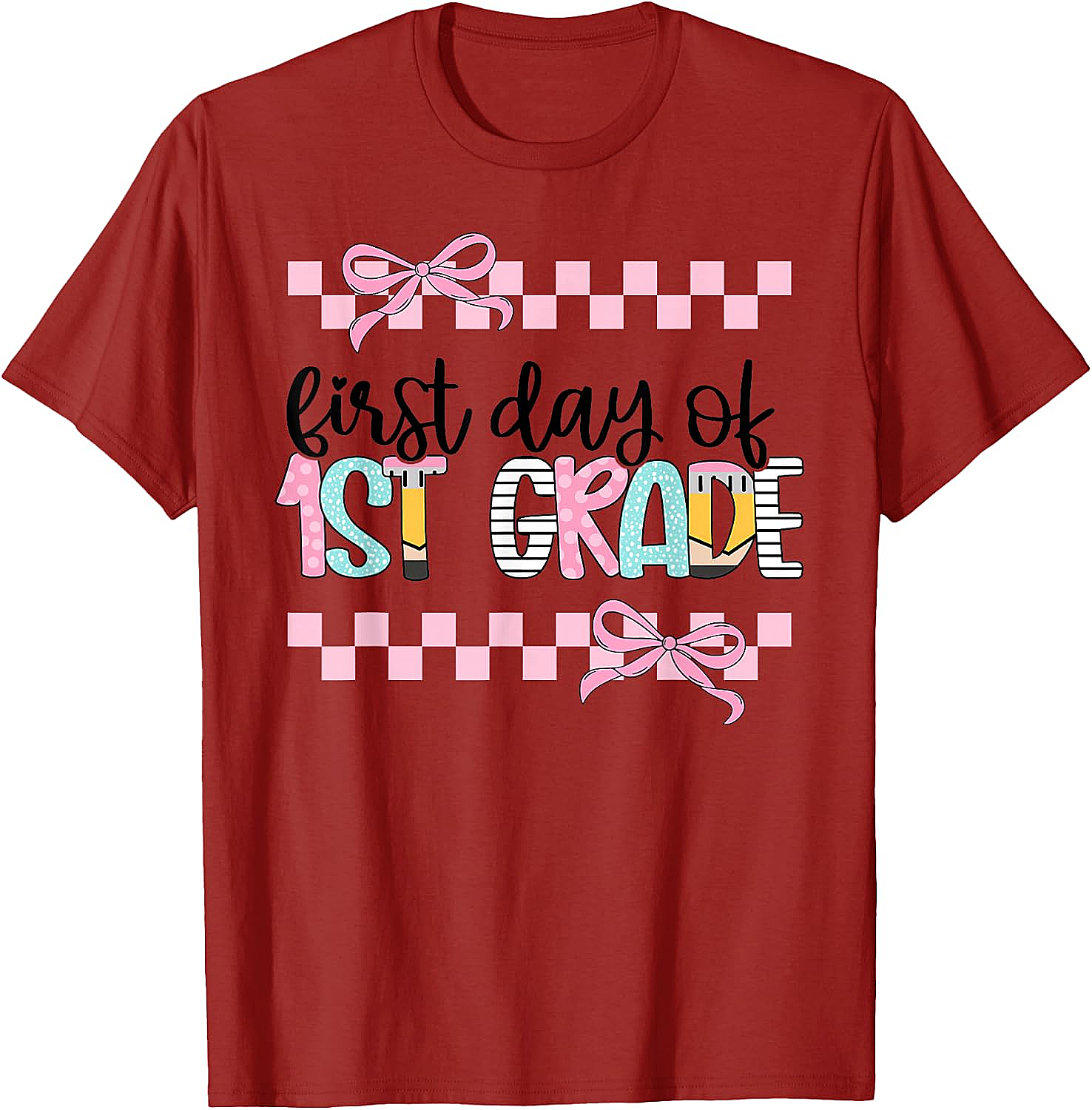  First Day 1st Grade Teacher Girl Coquette Back to School Tee