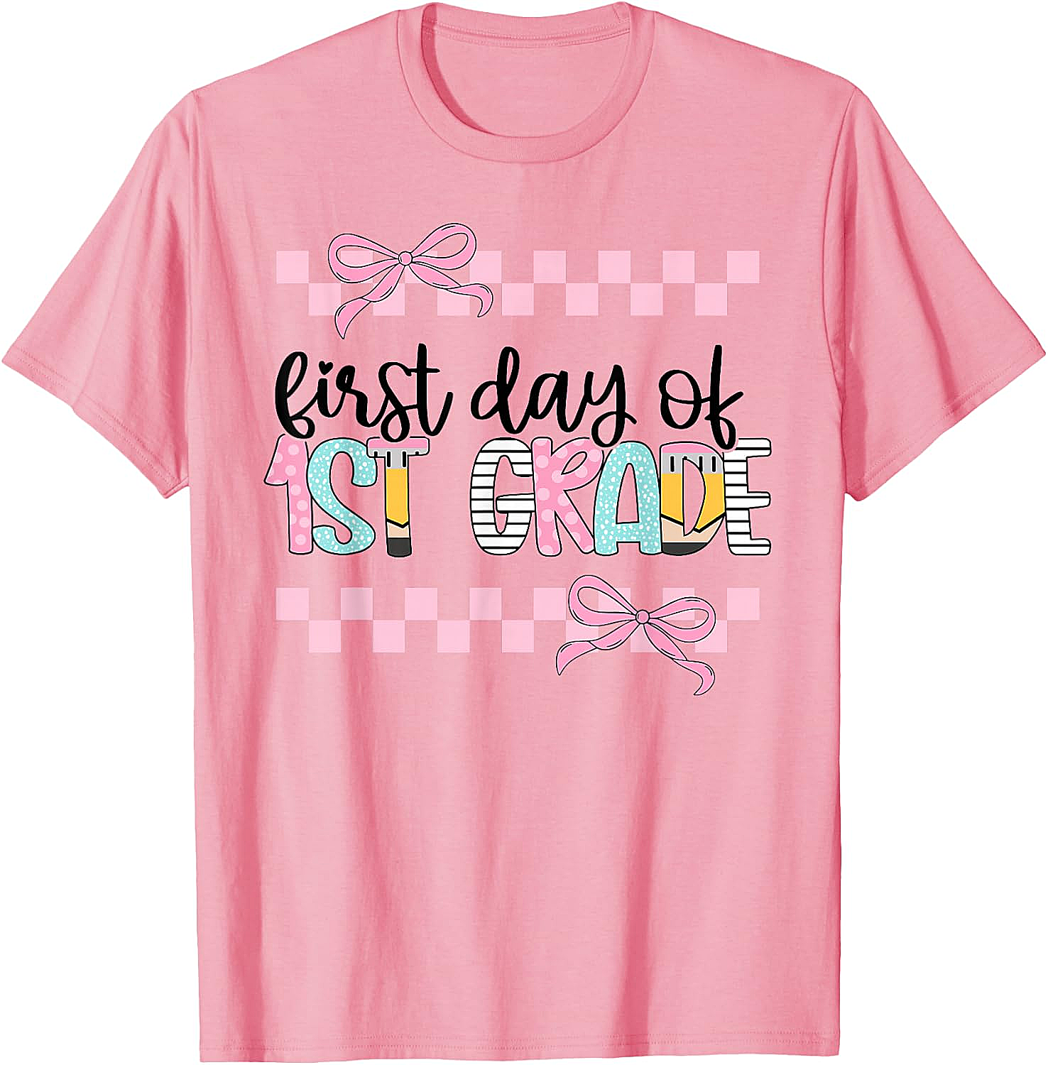  First Day 1st Grade Teacher Girl Coquette Back to School Tee