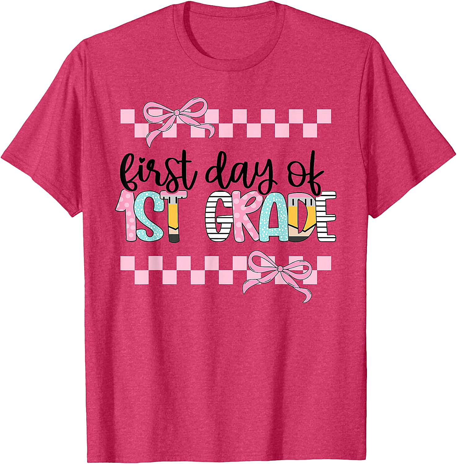  First Day 1st Grade Teacher Girl Coquette Back to School Tee