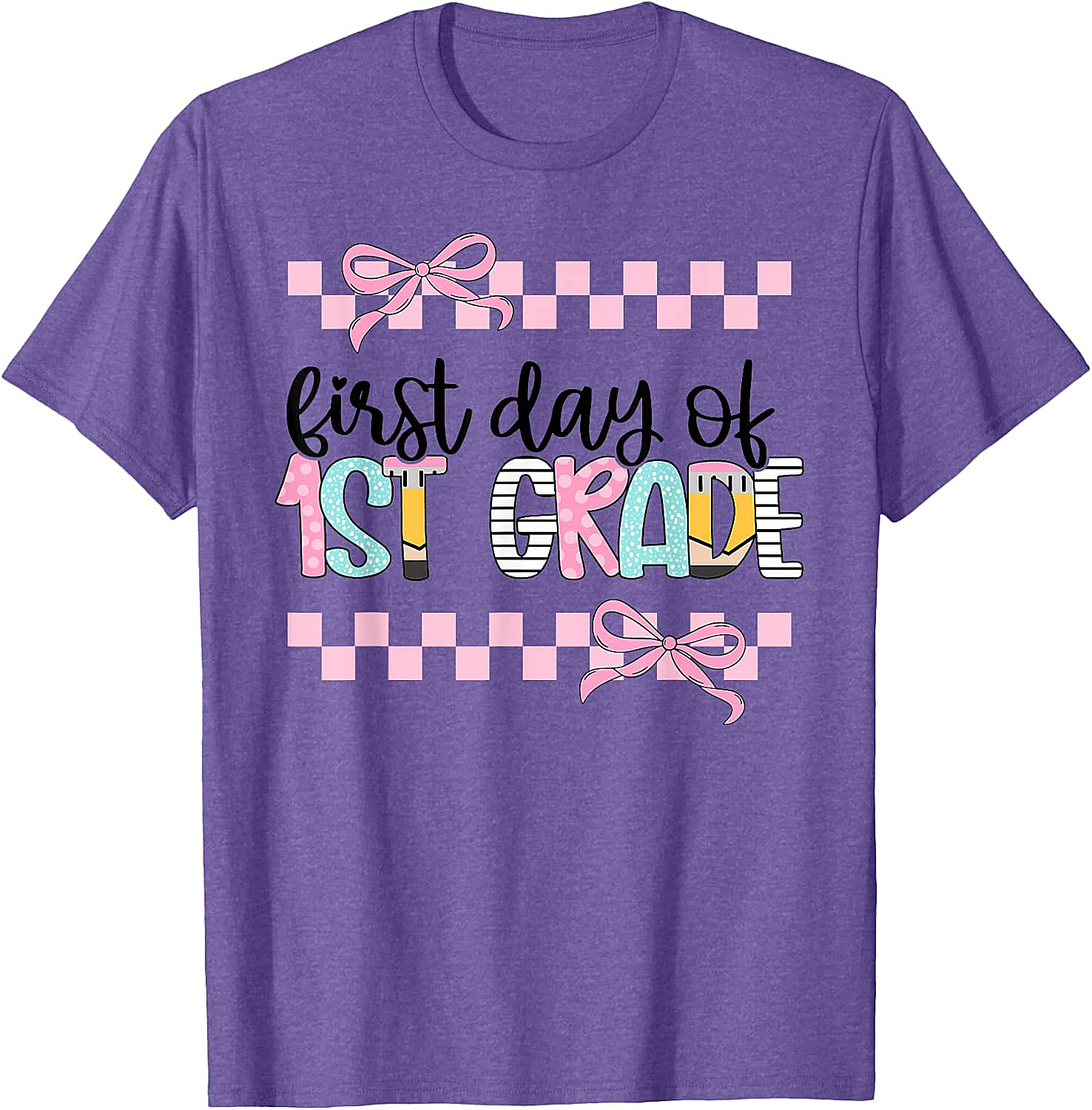  First Day 1st Grade Teacher Girl Coquette Back to School Tee