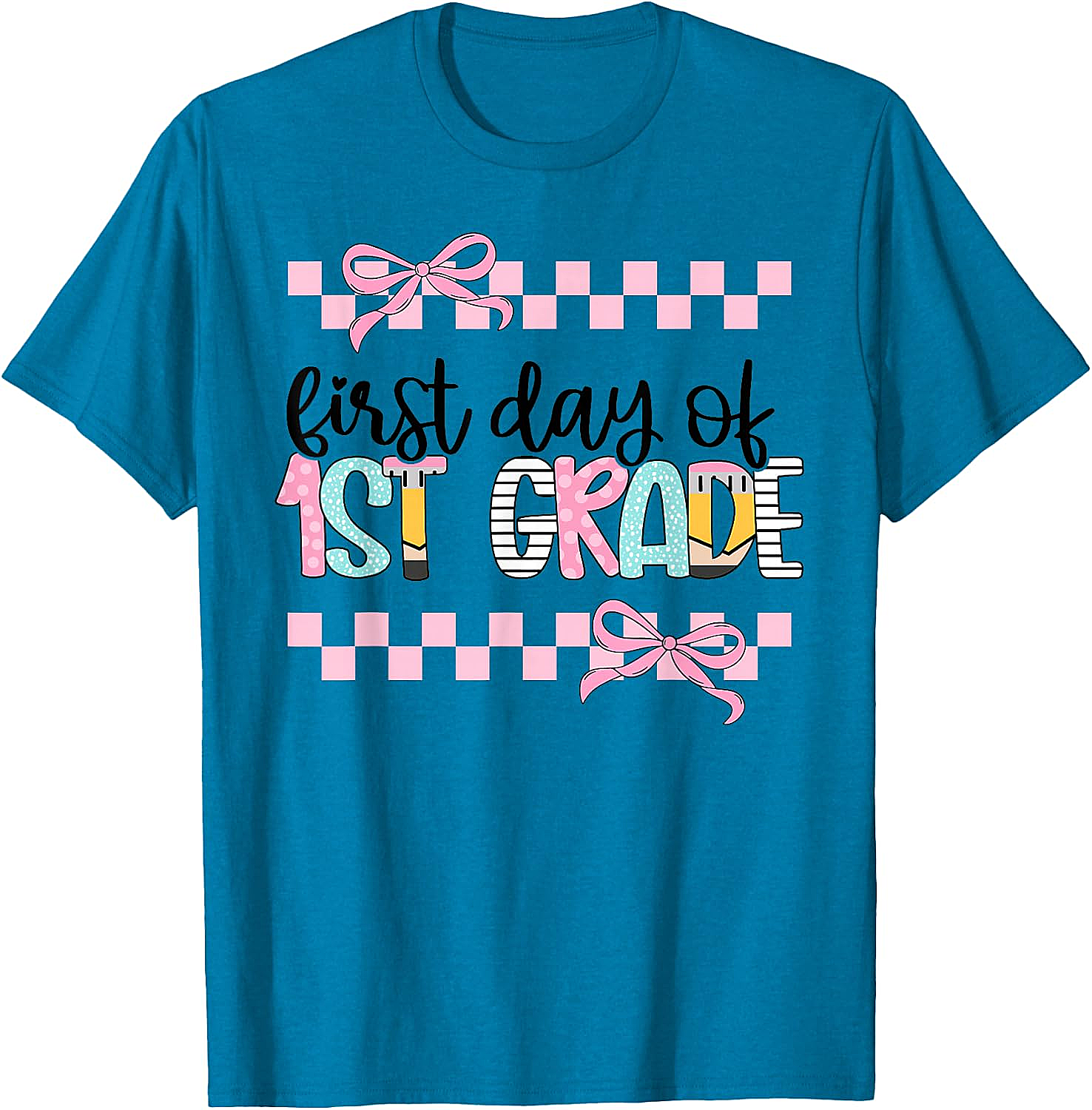  First Day 1st Grade Teacher Girl Coquette Back to School Tee