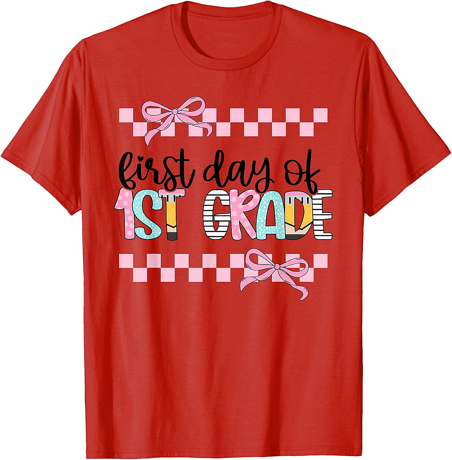  First Day 1st Grade Teacher Girl Coquette Back to School Tee