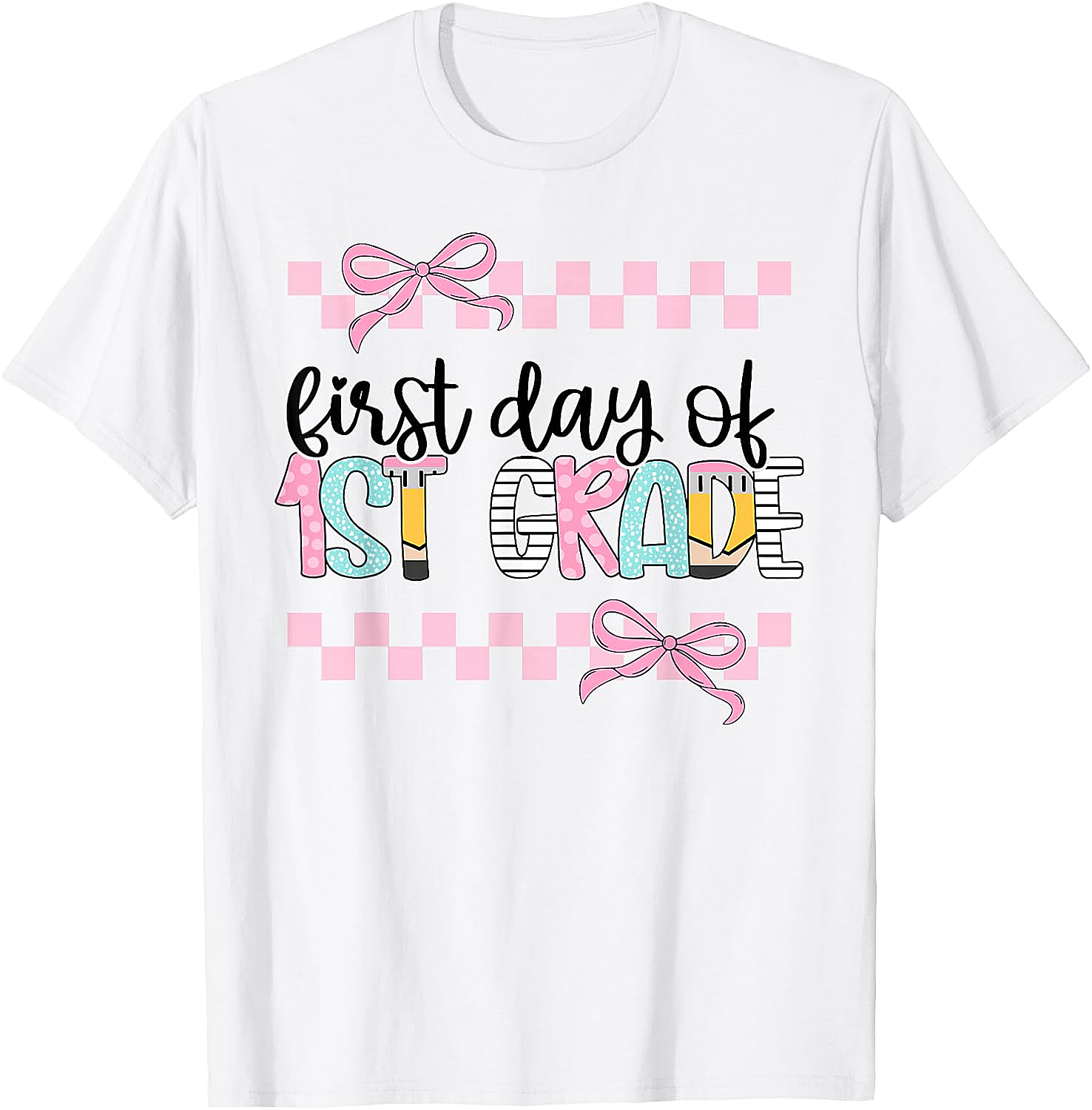  First Day 1st Grade Teacher Girl Coquette Back to School Tee