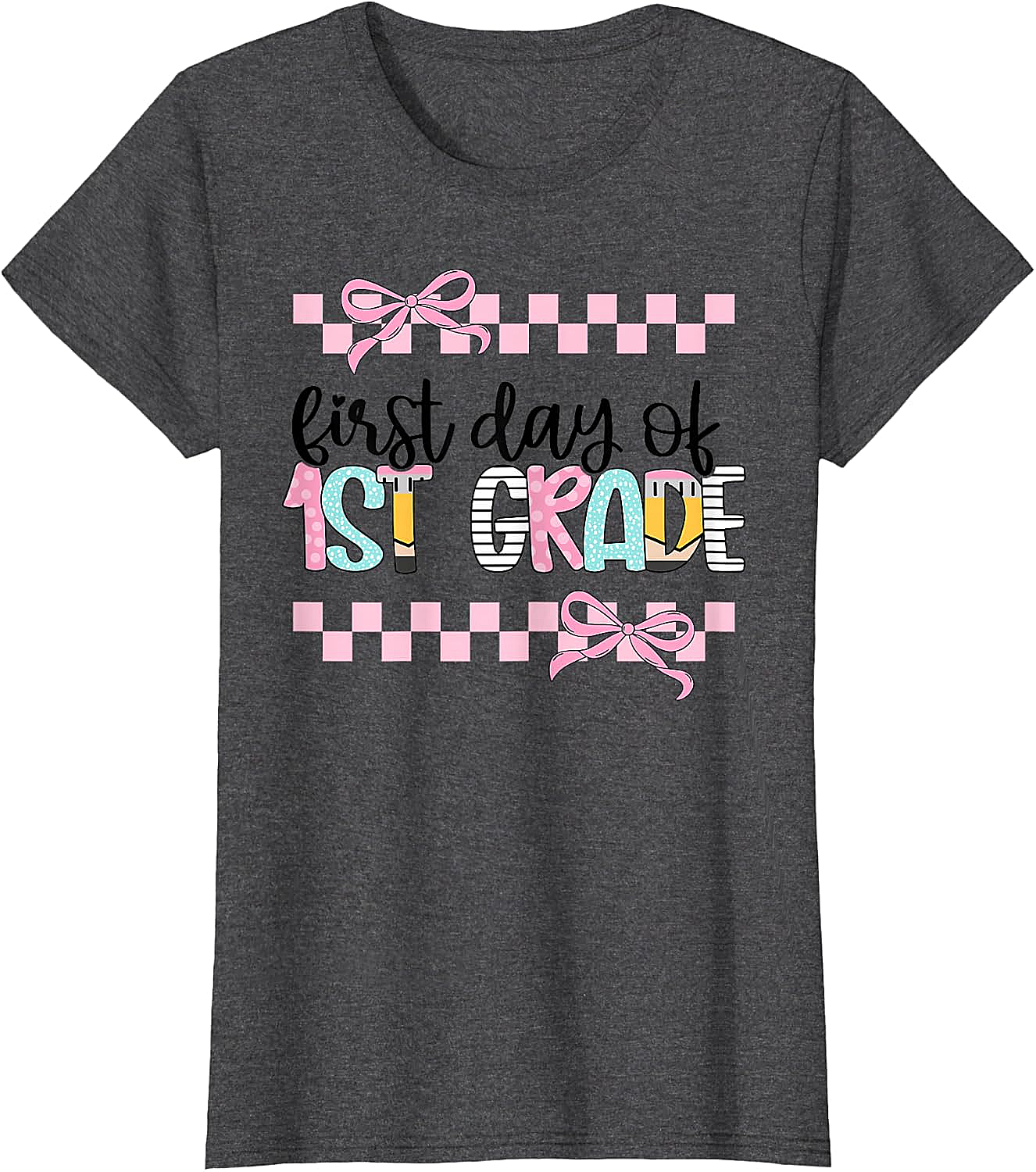  First Day 1st Grade Teacher Girl Coquette Back to School Tee