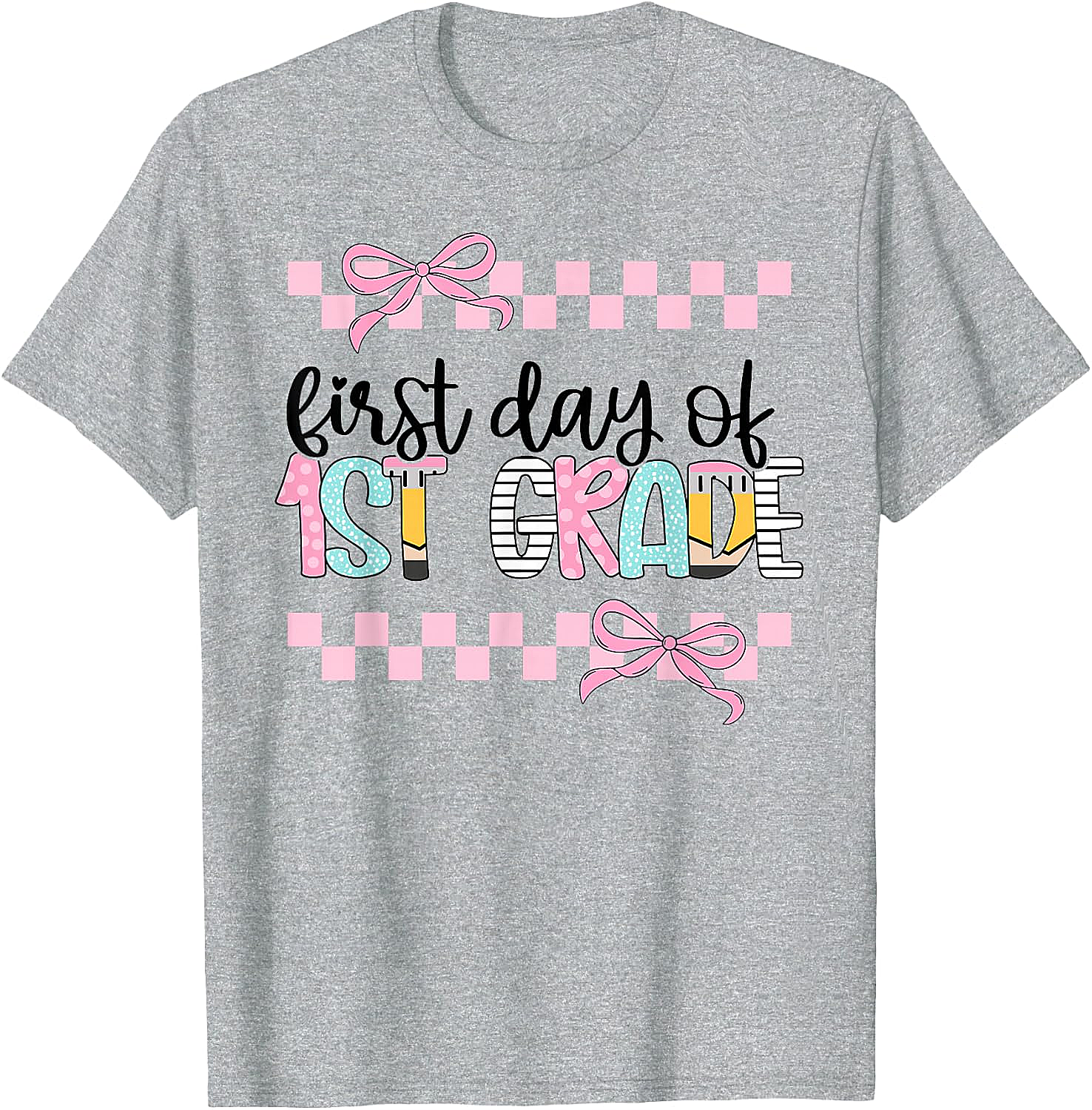  First Day 1st Grade Teacher Girl Coquette Back to School Tee
