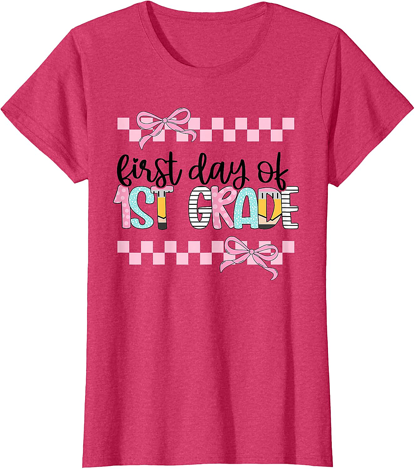  First Day 1st Grade Teacher Girl Coquette Back to School Tee