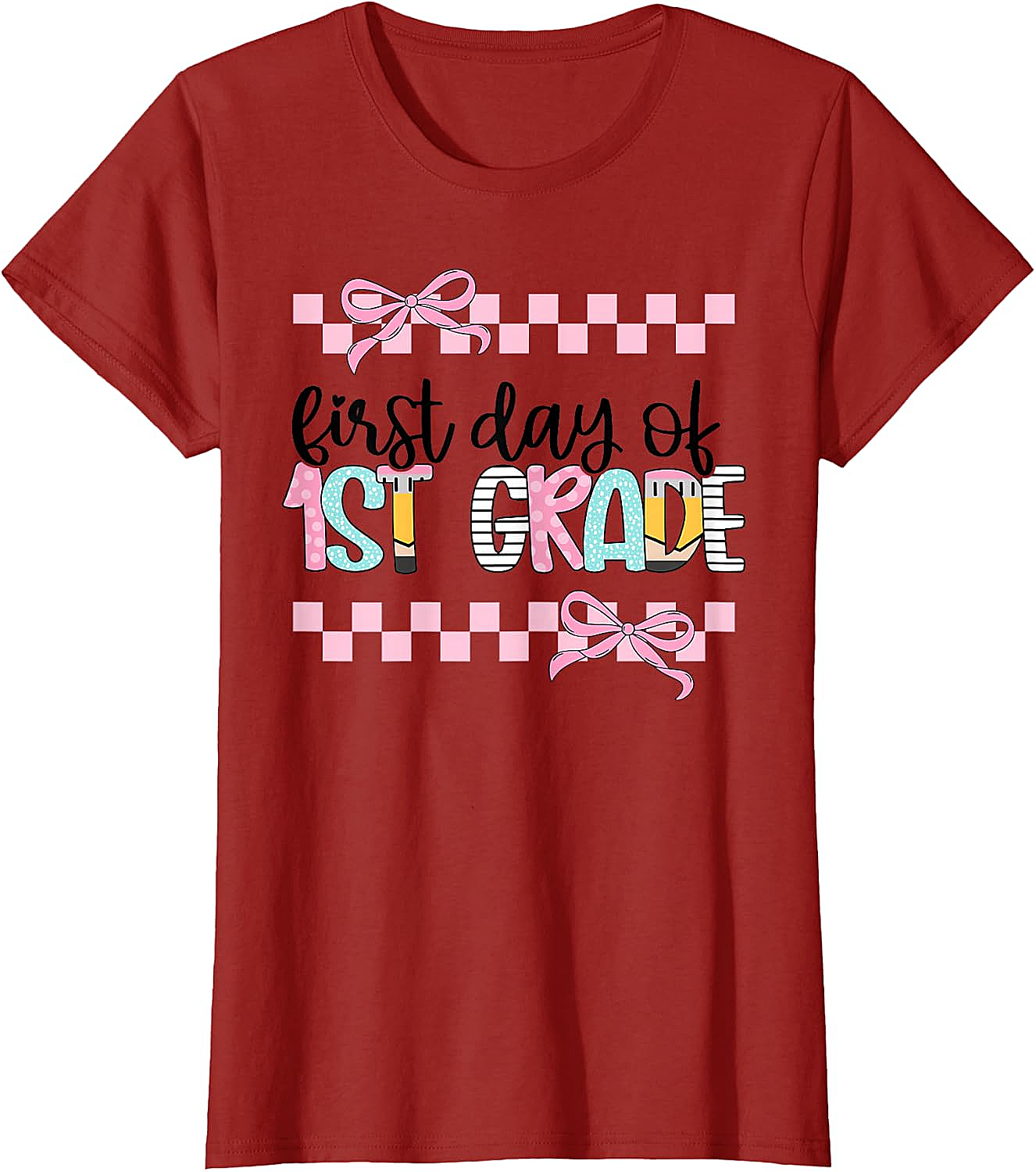  First Day 1st Grade Teacher Girl Coquette Back to School Tee
