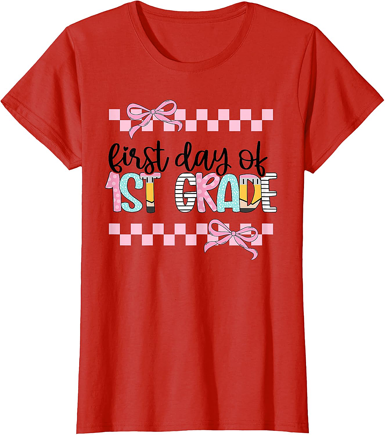  First Day 1st Grade Teacher Girl Coquette Back to School Tee