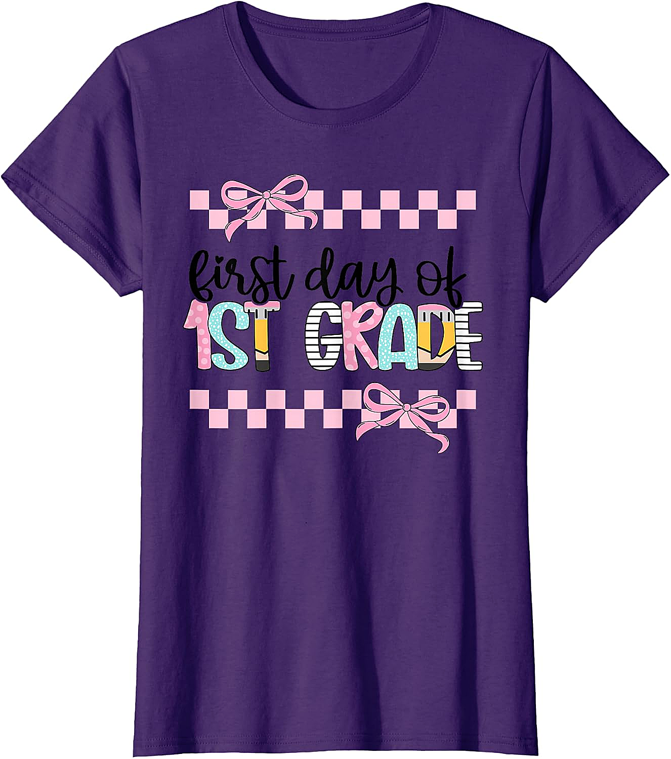  First Day 1st Grade Teacher Girl Coquette Back to School Tee