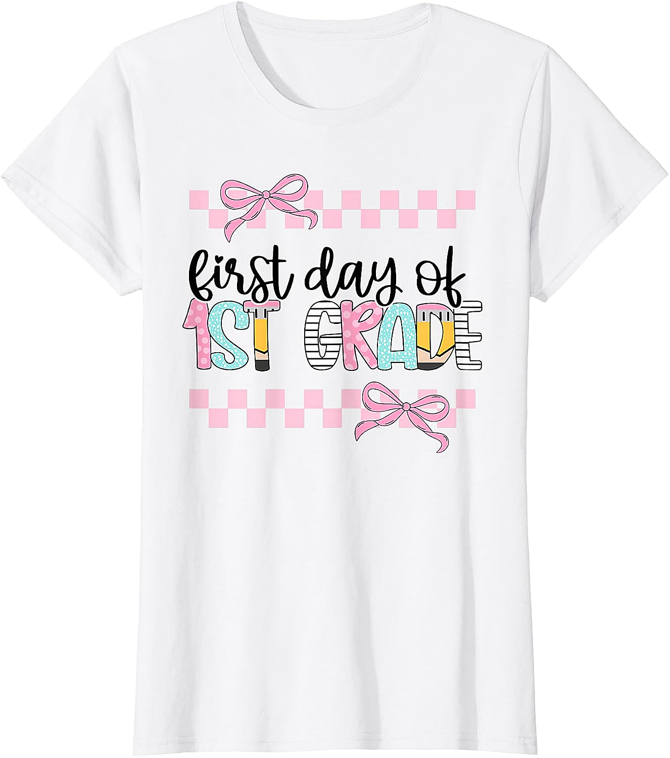  First Day 1st Grade Teacher Girl Coquette Back to School Tee