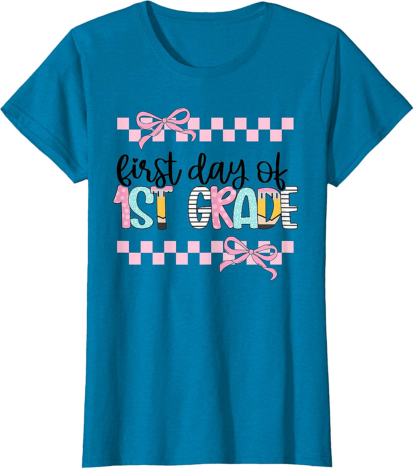  First Day 1st Grade Teacher Girl Coquette Back to School Tee