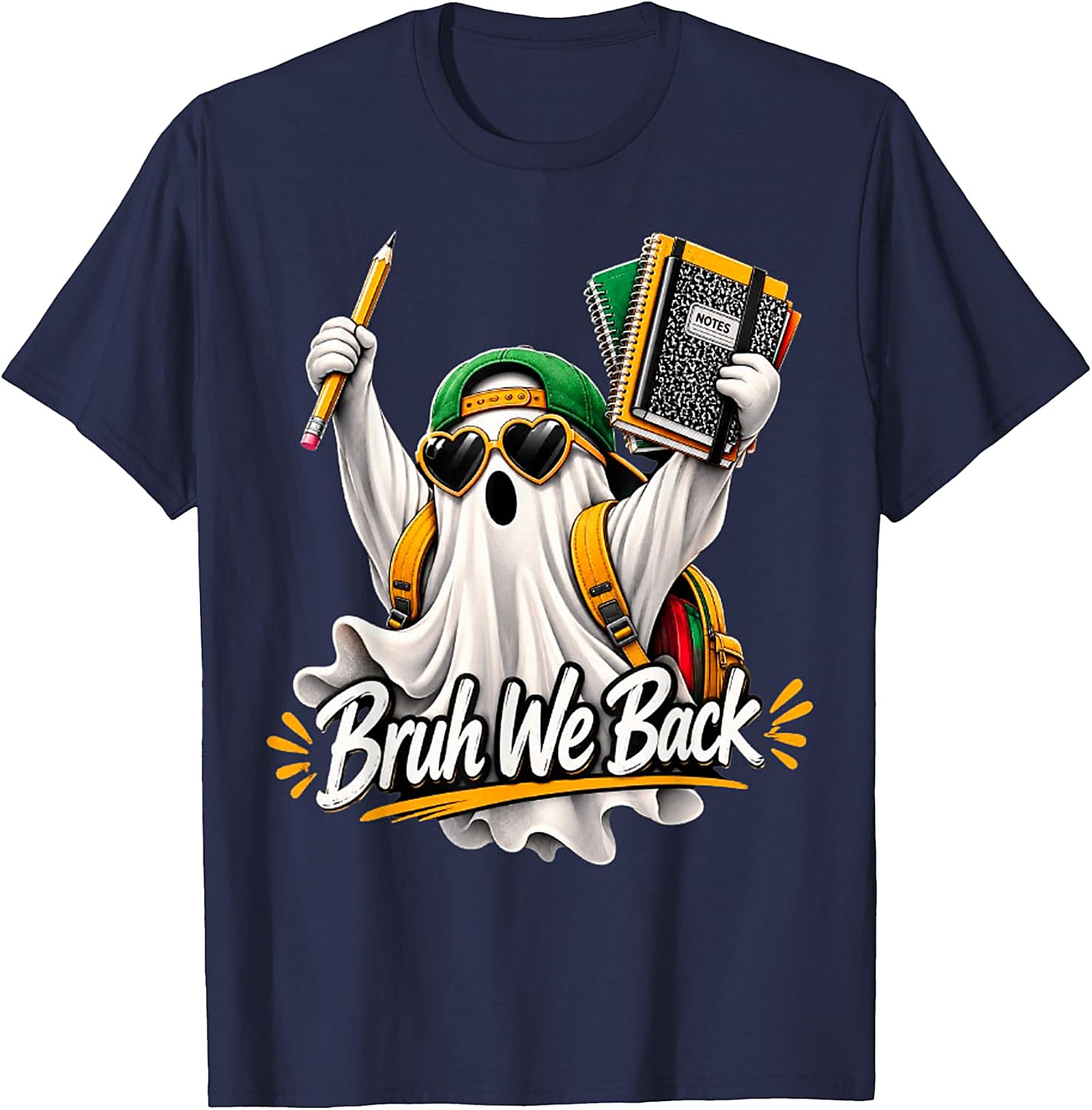 Bruh We Back Ghost Back-to-School T-Shirt | Funny Student Tee