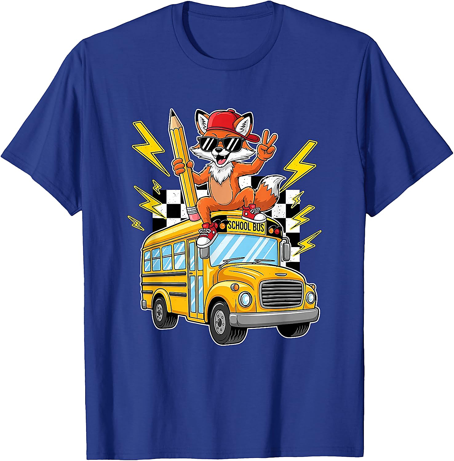 Cool Fox Back to School Bus T-Shirt for Kids