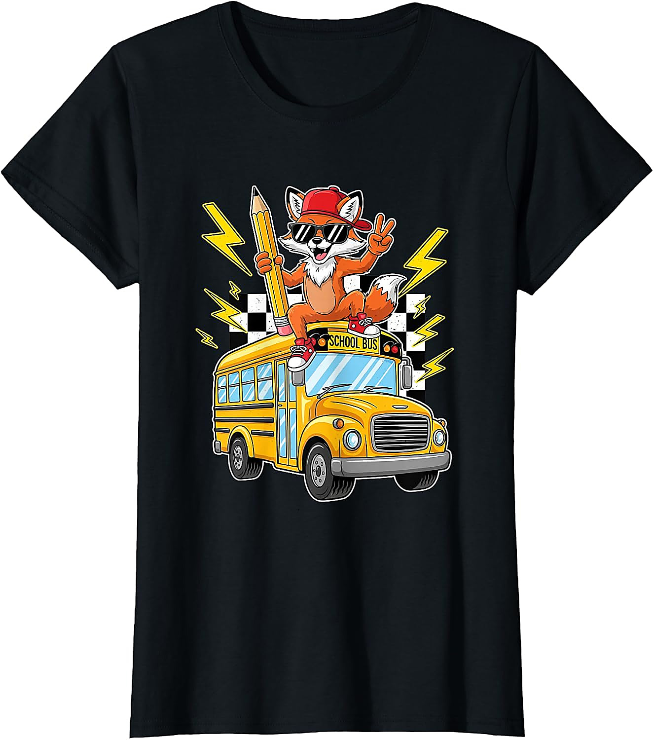 Cool Fox Back to School Bus T-Shirt for Kids