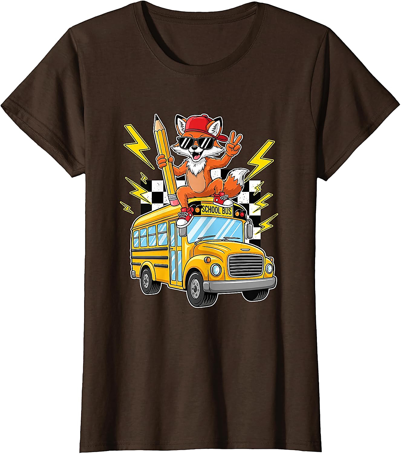 Cool Fox Back to School Bus T-Shirt for Kids