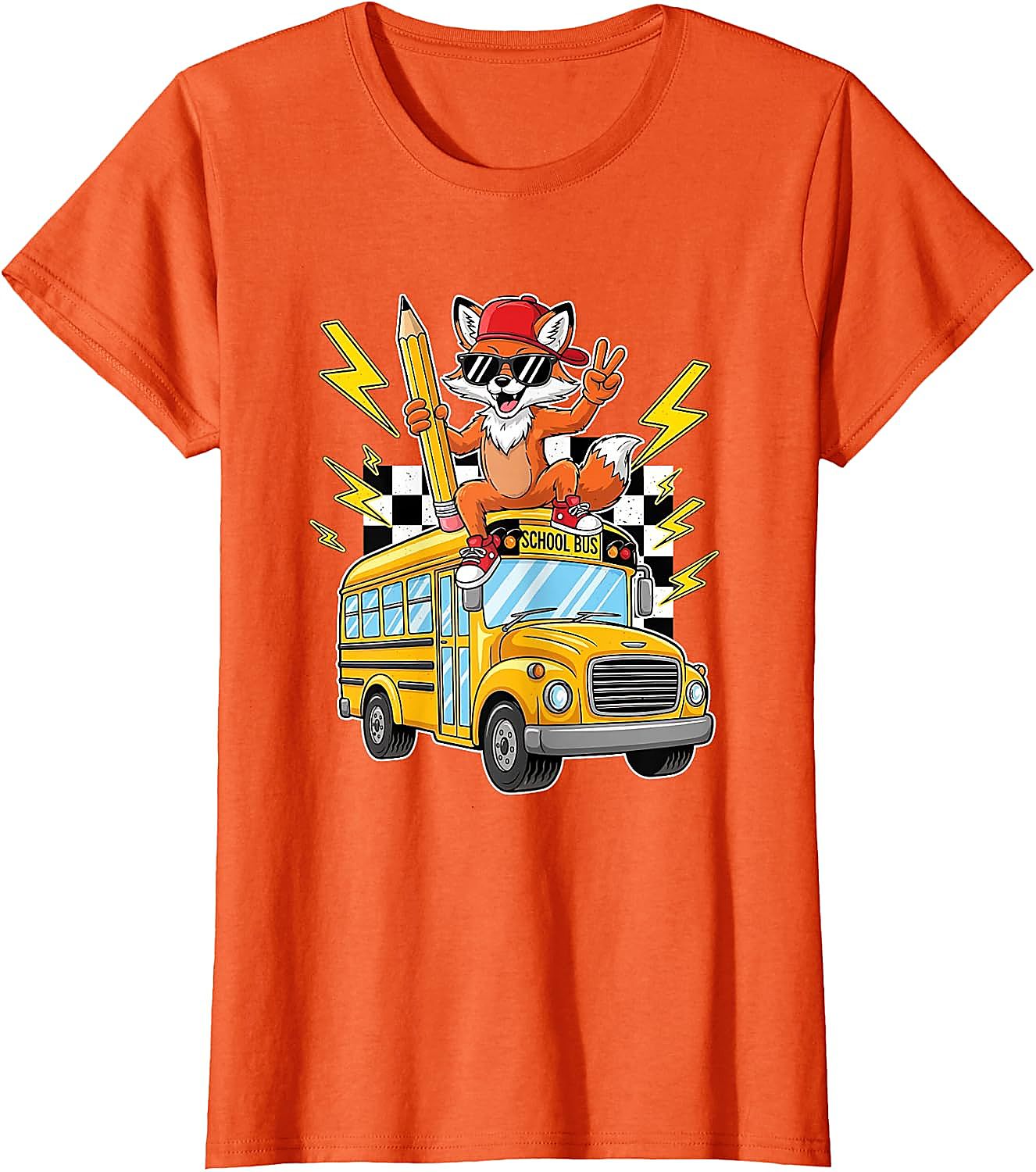 Cool Fox Back to School Bus T-Shirt for Kids