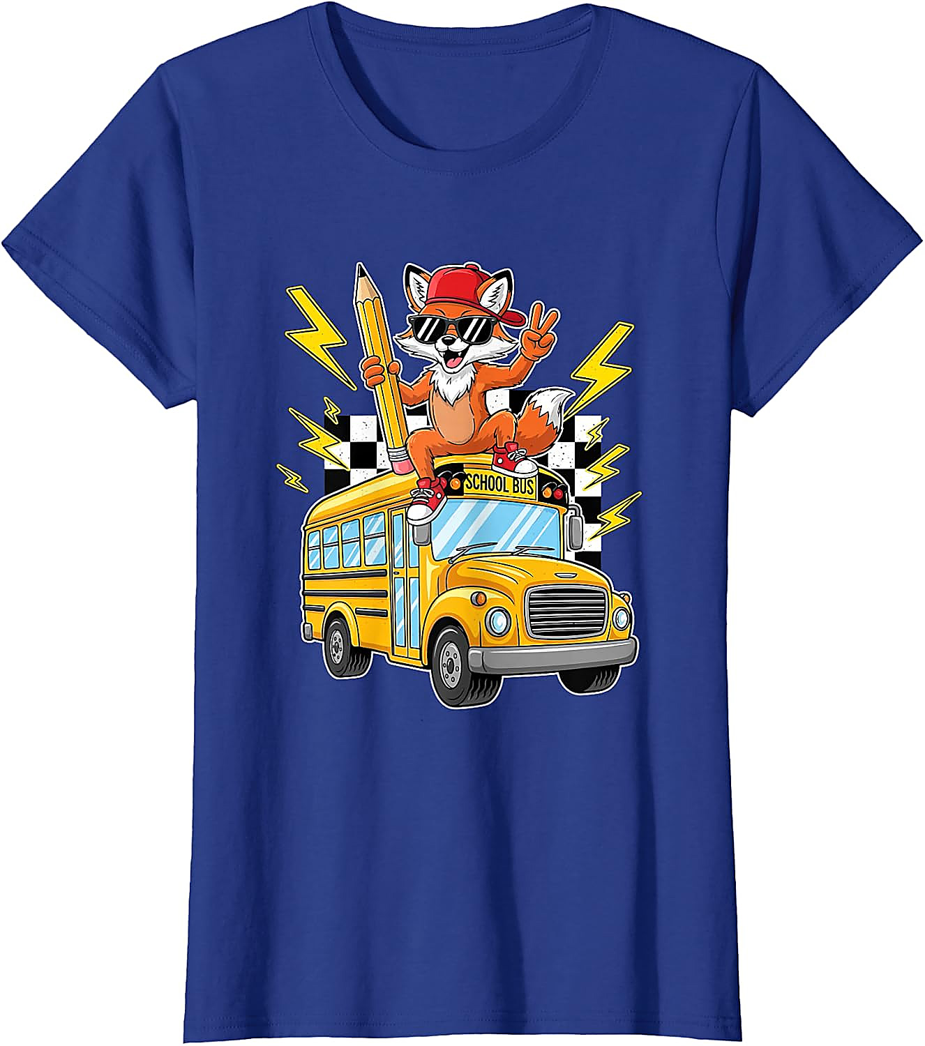 Cool Fox Back to School Bus T-Shirt for Kids