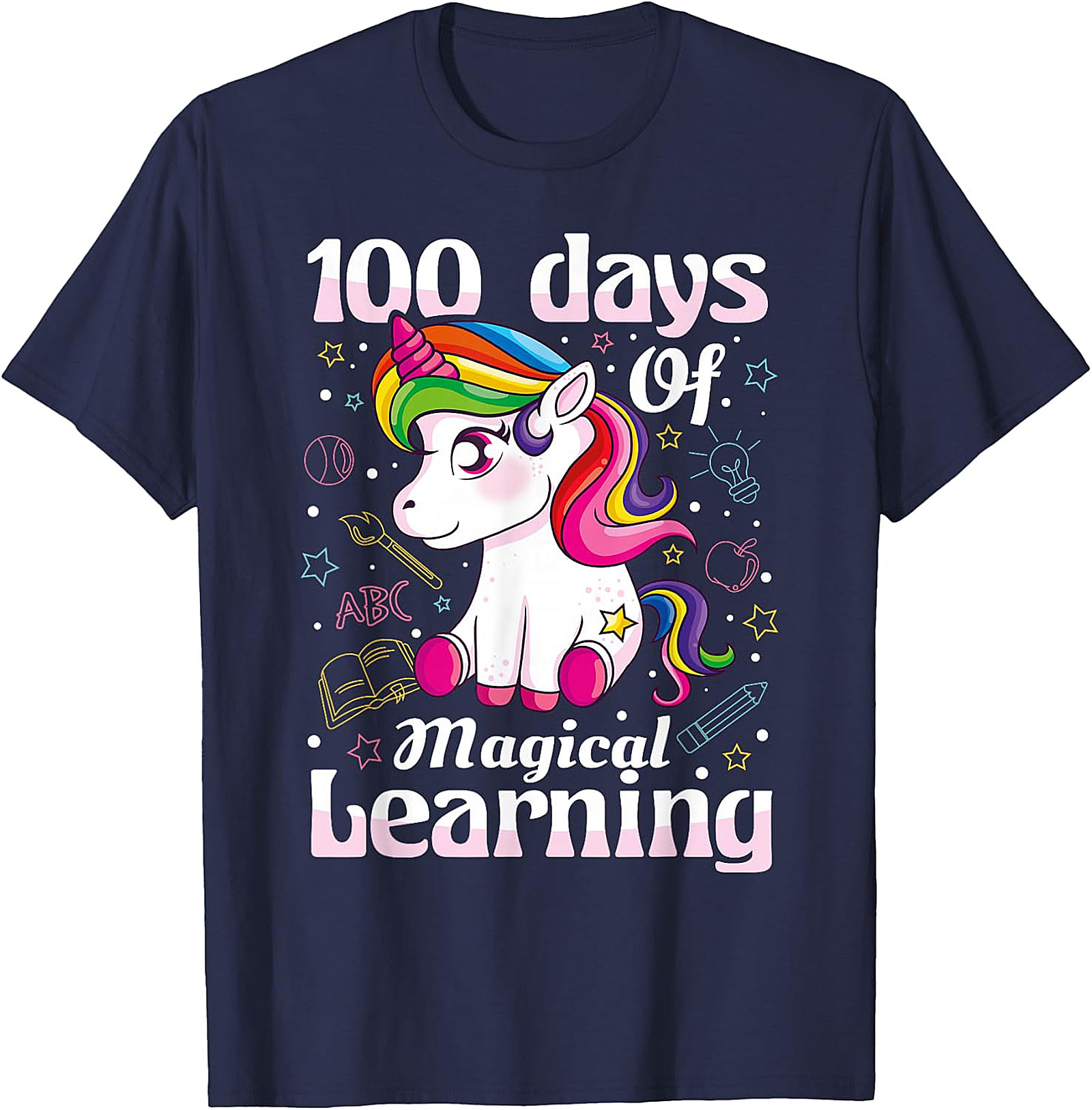 100 Days Of Magical Learning Unicorn T-Shirt - Kids' School Tee