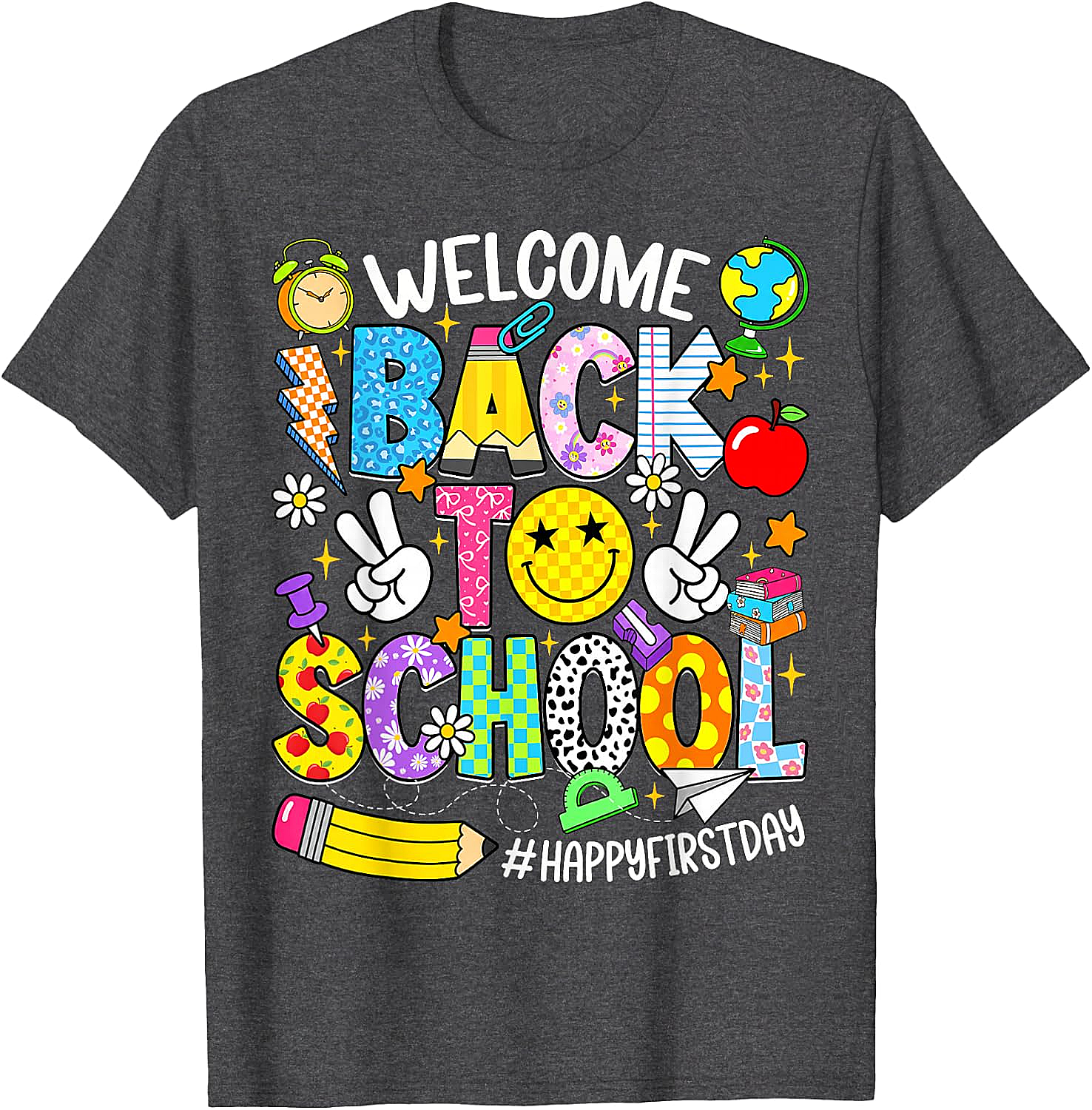  Welcome Back to School Happy First Day Tee Teacher Shirt