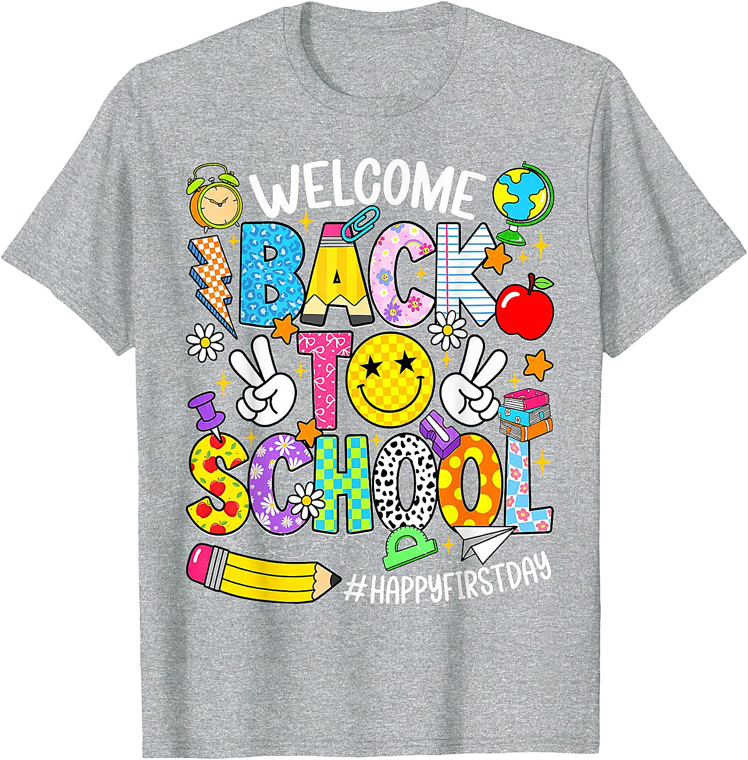  Welcome Back to School Happy First Day Tee Teacher Shirt