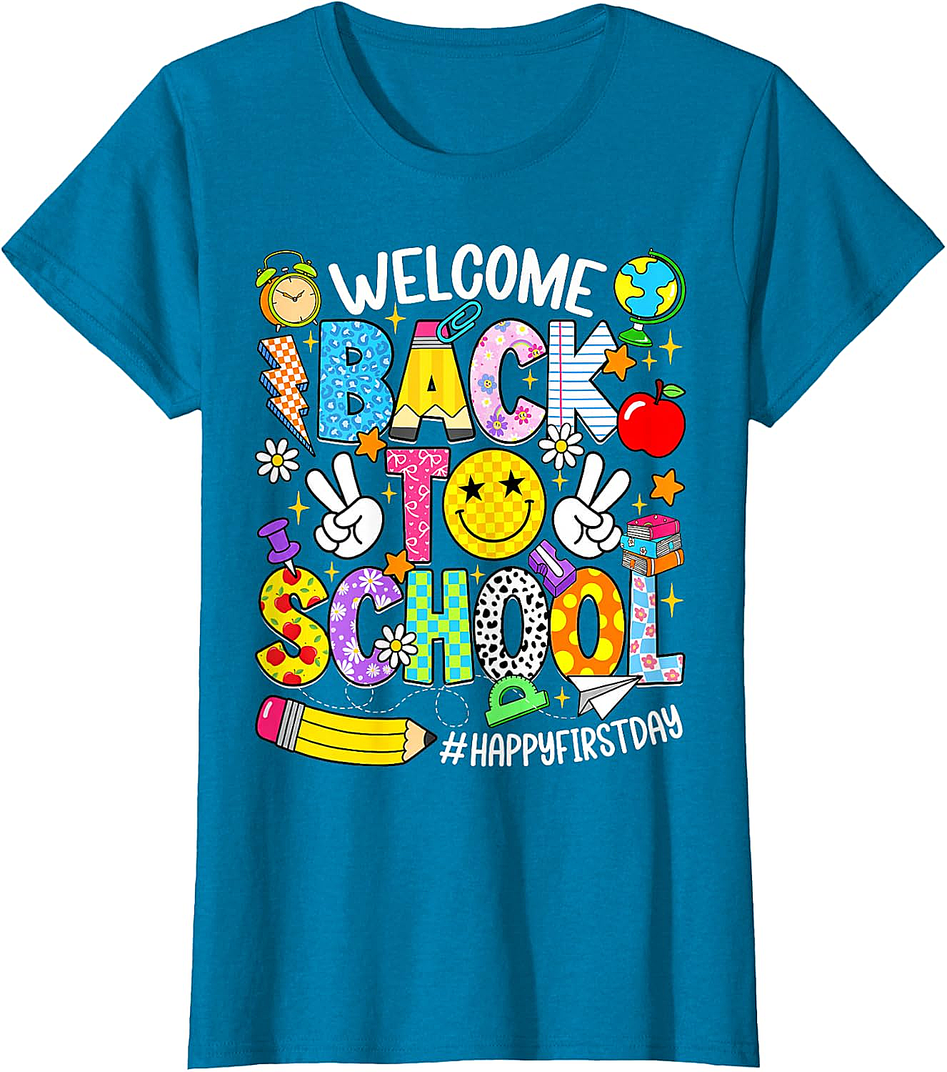  Welcome Back to School Happy First Day Tee Teacher Shirt