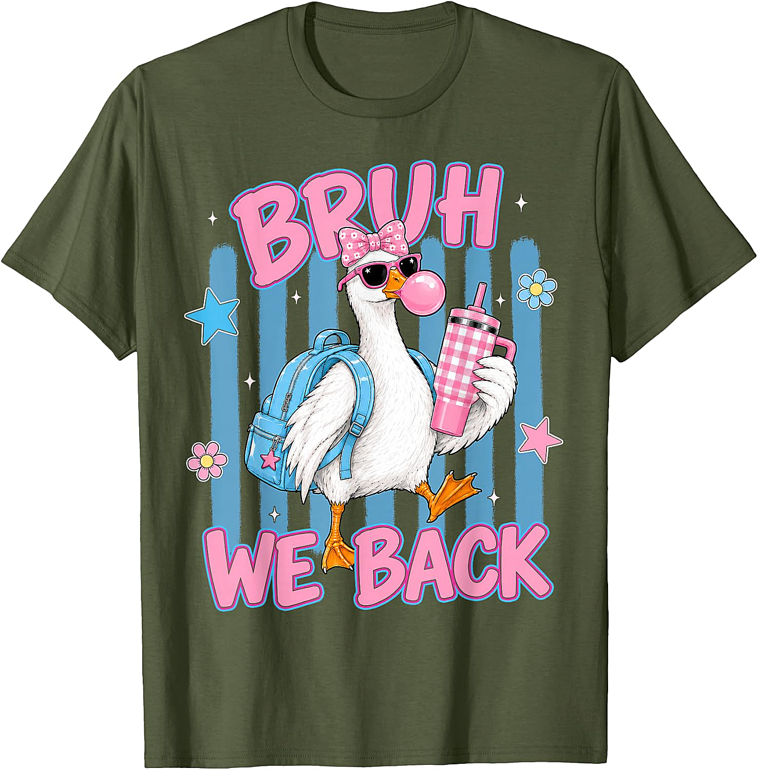 Bruh We Back Funny Goose Back to School T-Shirt