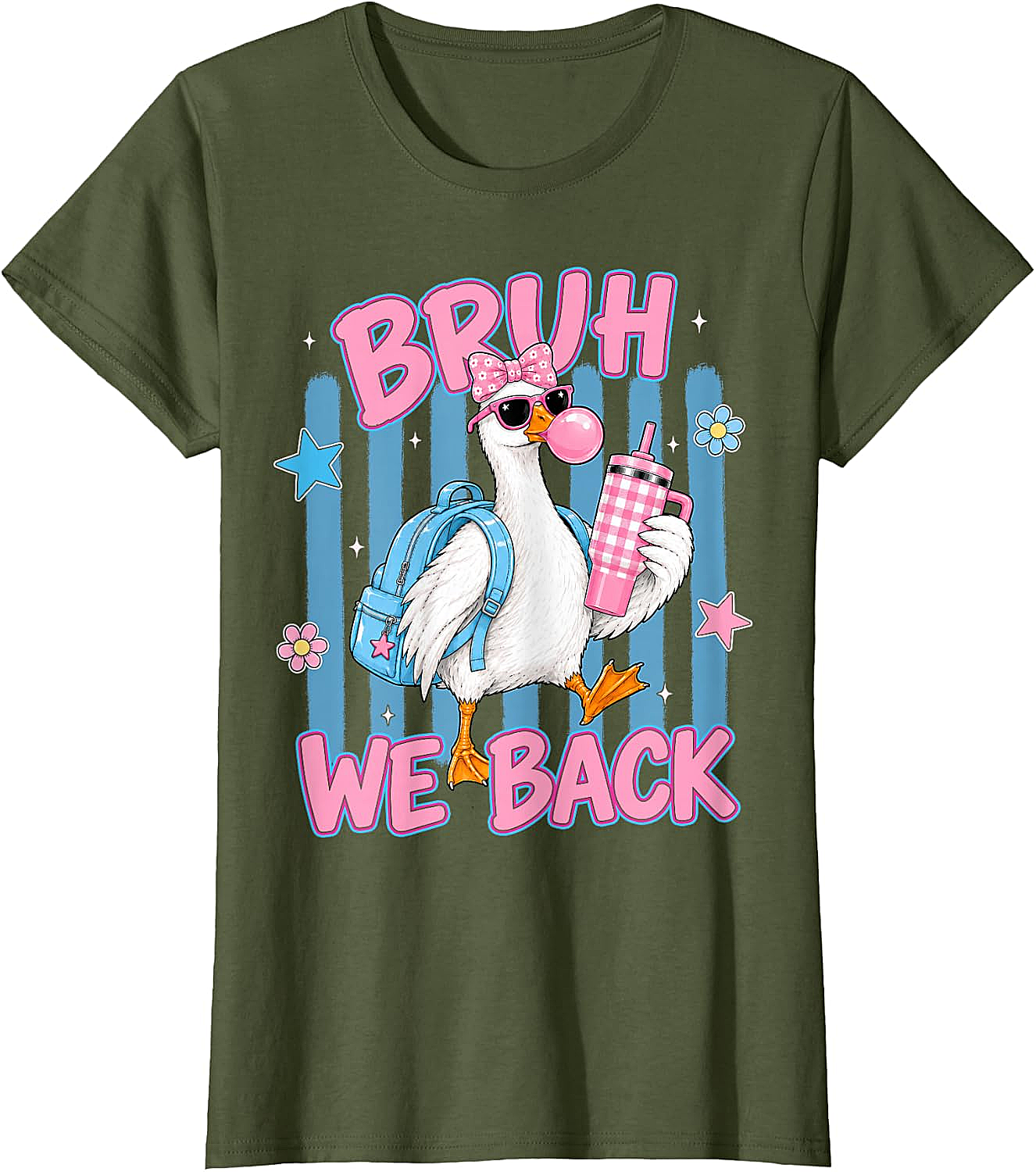 Bruh We Back Funny Goose Back to School T-Shirt