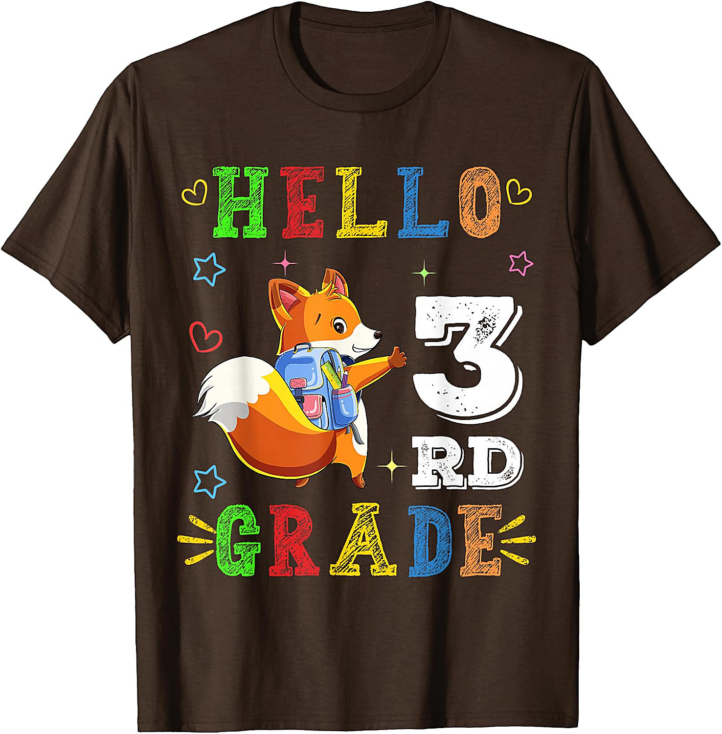 Hello 3rd Grade Fox T-Shirt | Cute Back to School Tee