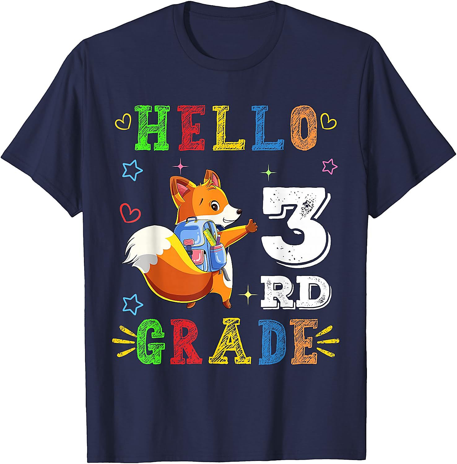 Hello 3rd Grade Fox T-Shirt | Cute Back to School Tee