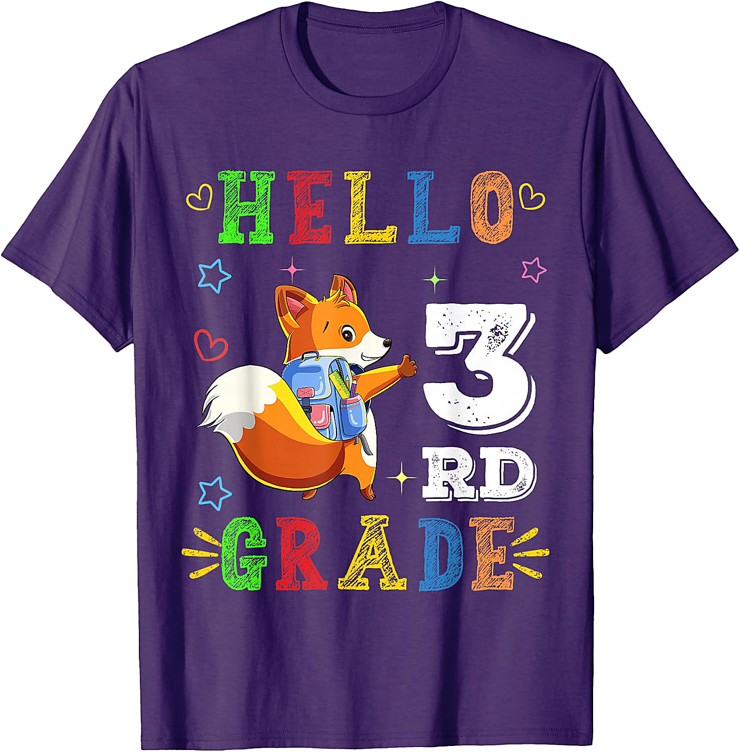 Hello 3rd Grade Fox T-Shirt | Cute Back to School Tee