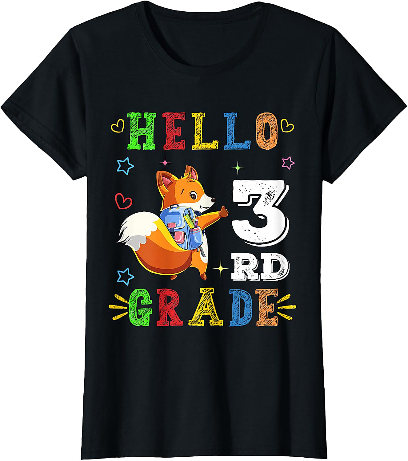 Hello 3rd Grade Fox T-Shirt | Cute Back to School Tee