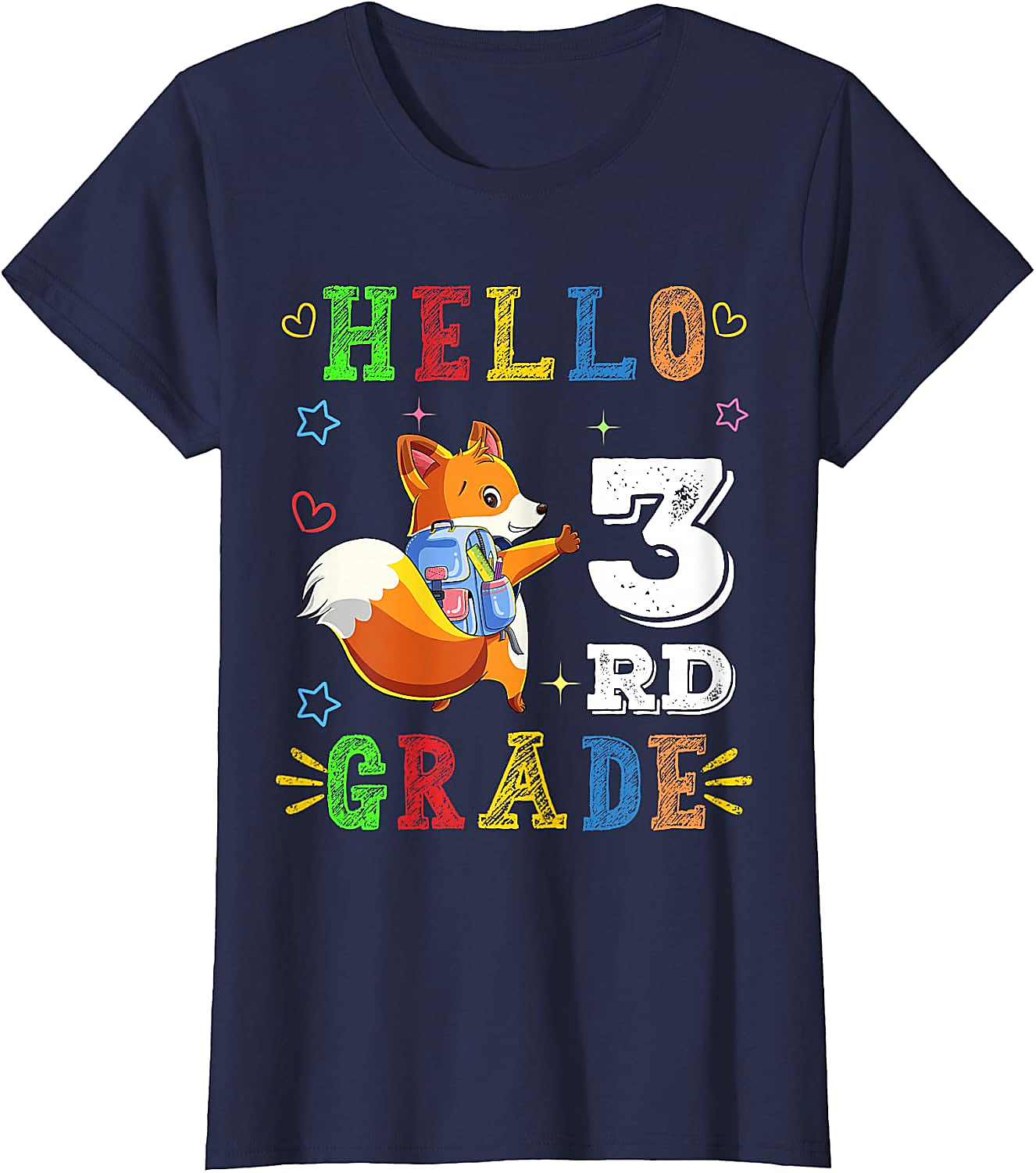Hello 3rd Grade Fox T-Shirt | Cute Back to School Tee