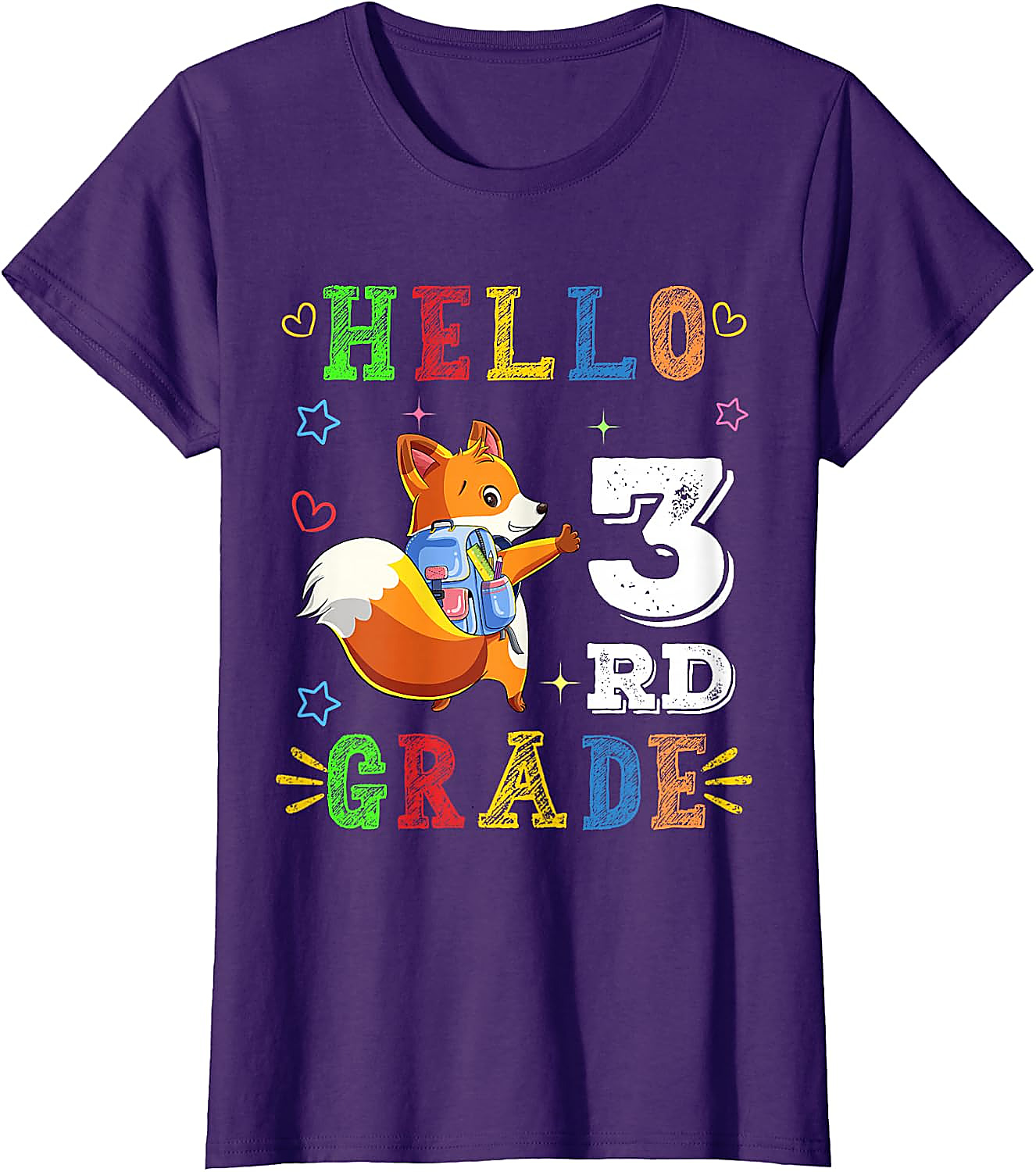 Hello 3rd Grade Fox T-Shirt | Cute Back to School Tee