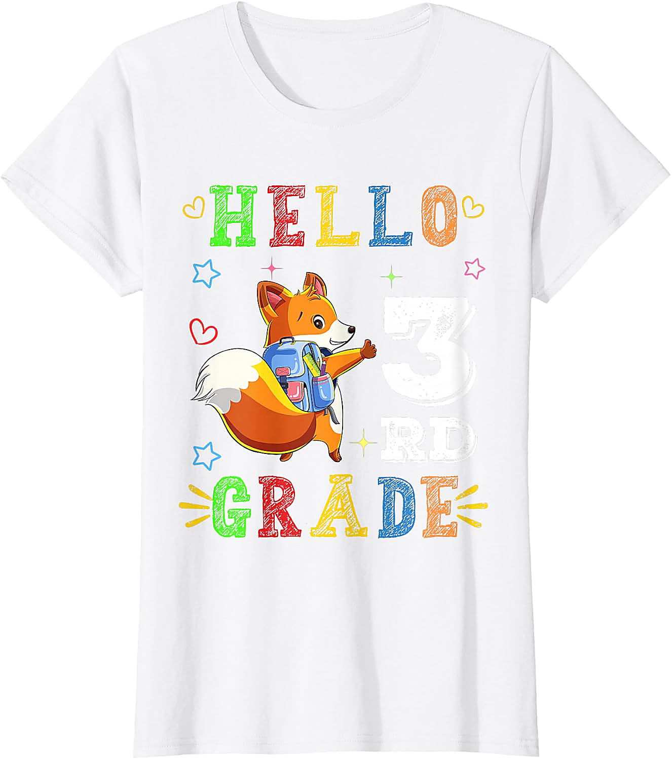 Hello 3rd Grade Fox T-Shirt | Cute Back to School Tee