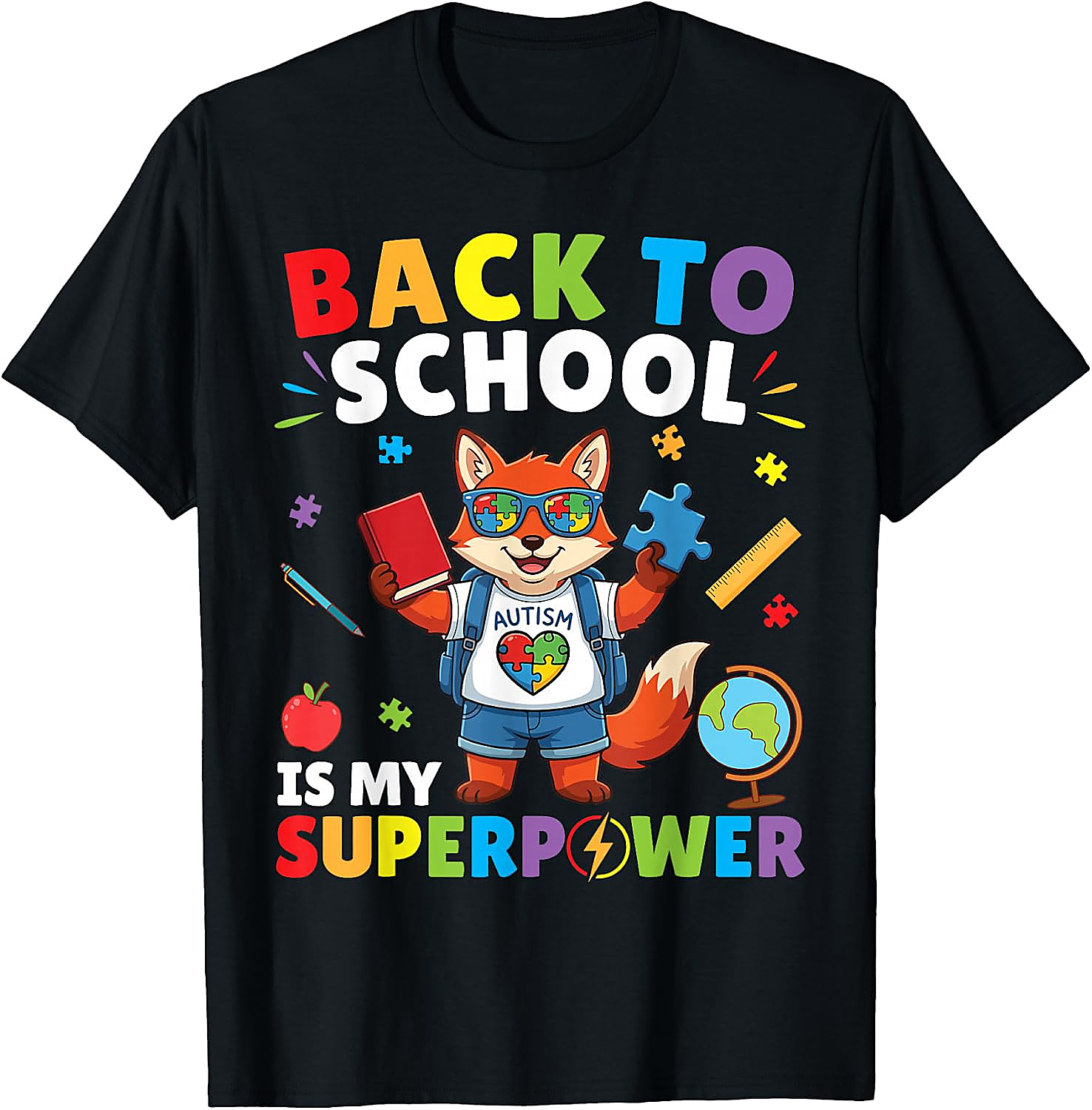 Autism is My Superpower Fox T-Shirt | Back to School Tee
