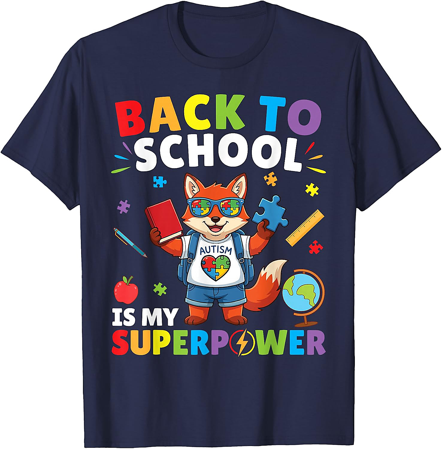 Autism is My Superpower Fox T-Shirt | Back to School Tee