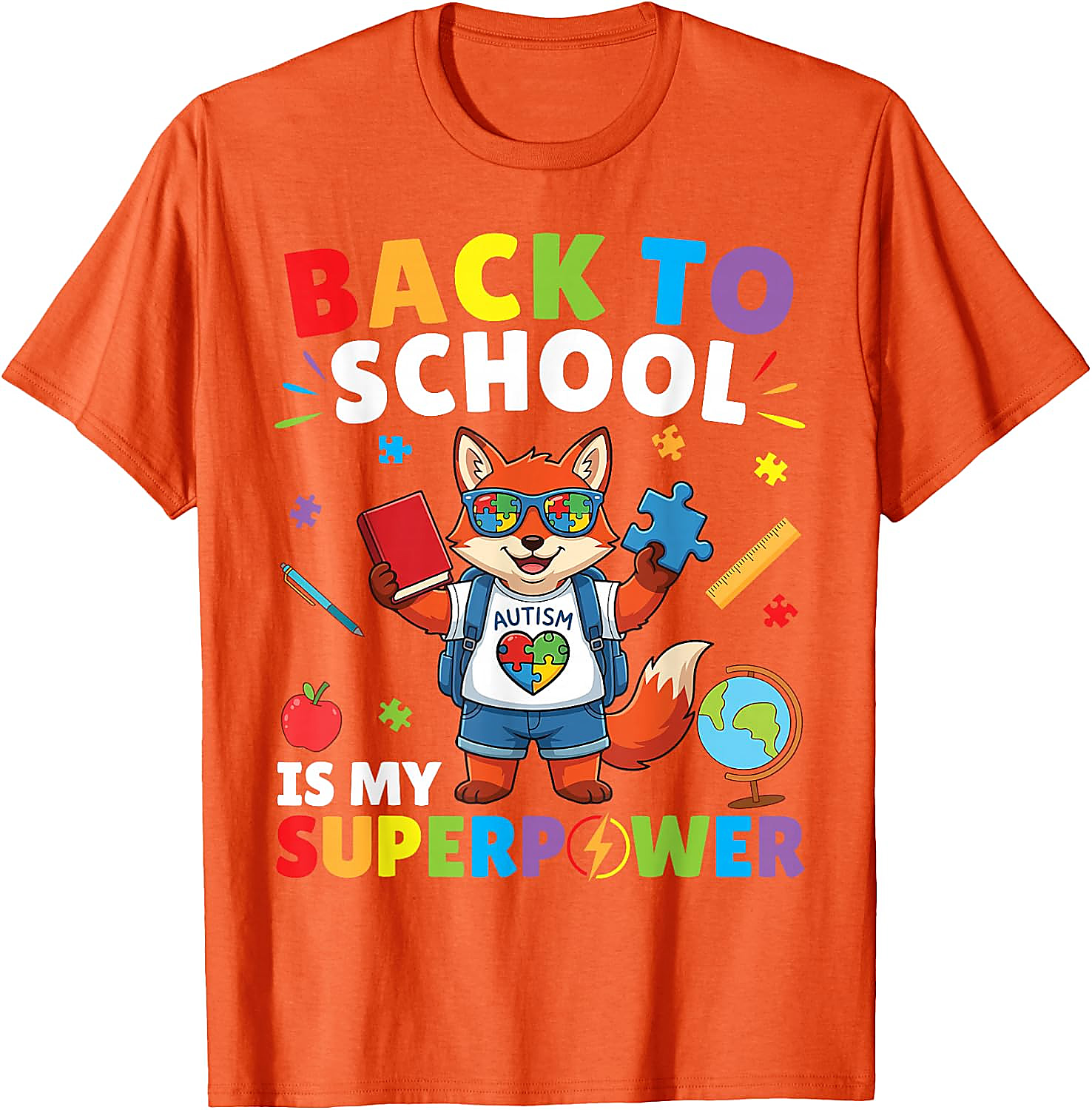 Autism is My Superpower Fox T-Shirt | Back to School Tee