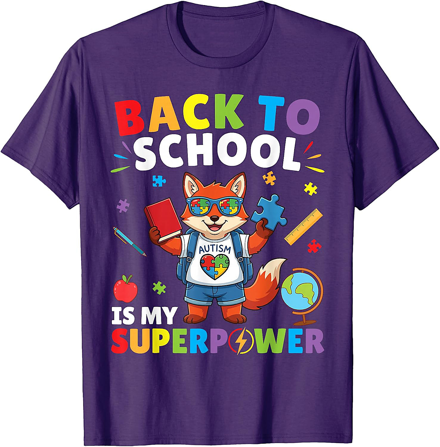 Autism is My Superpower Fox T-Shirt | Back to School Tee
